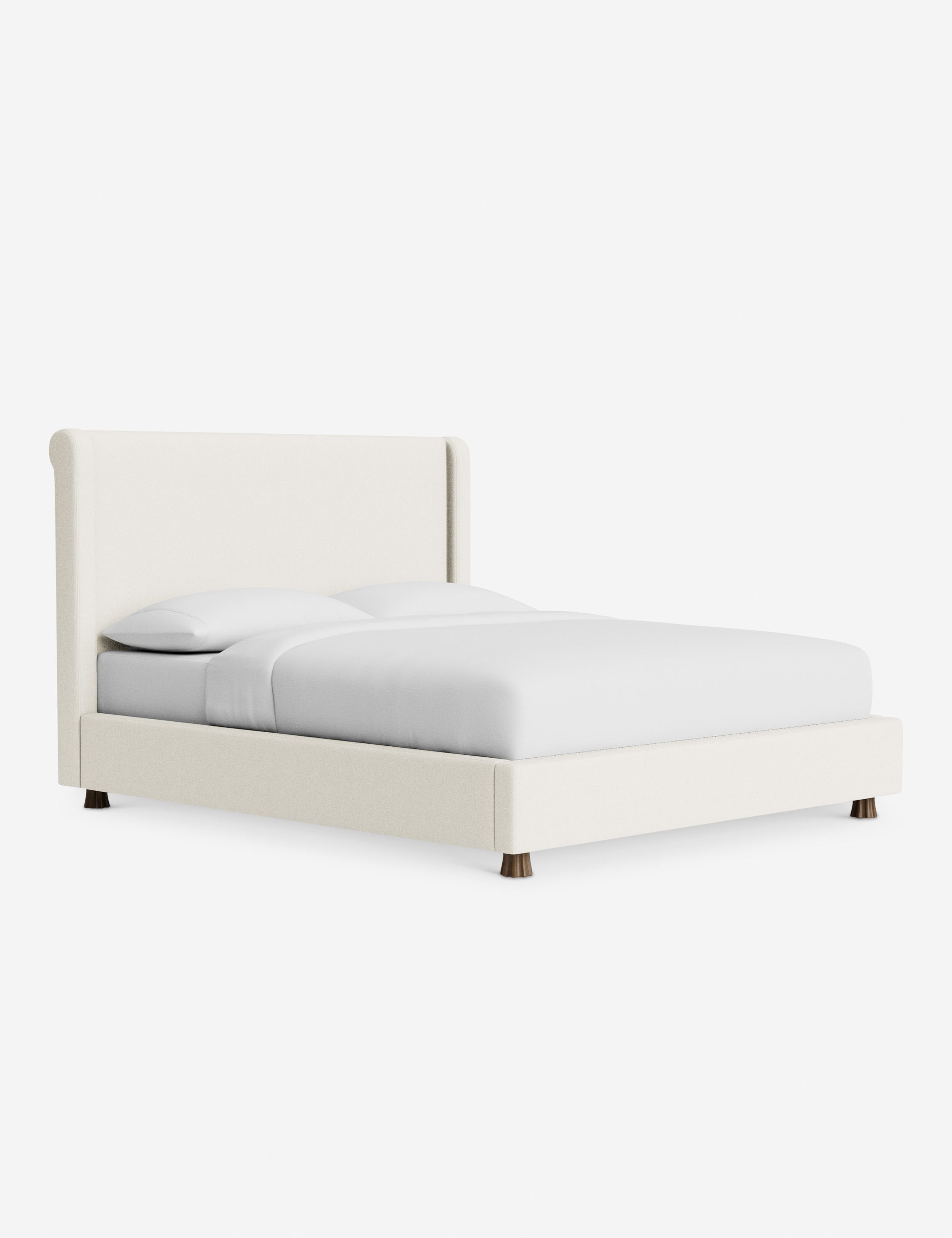 DOMINIQUE Platform Bed Frame - Modern Minimalist Wooden Bed with Upholstered Headboard | Perfect for Master Bedroom, Guest Room & Small Space