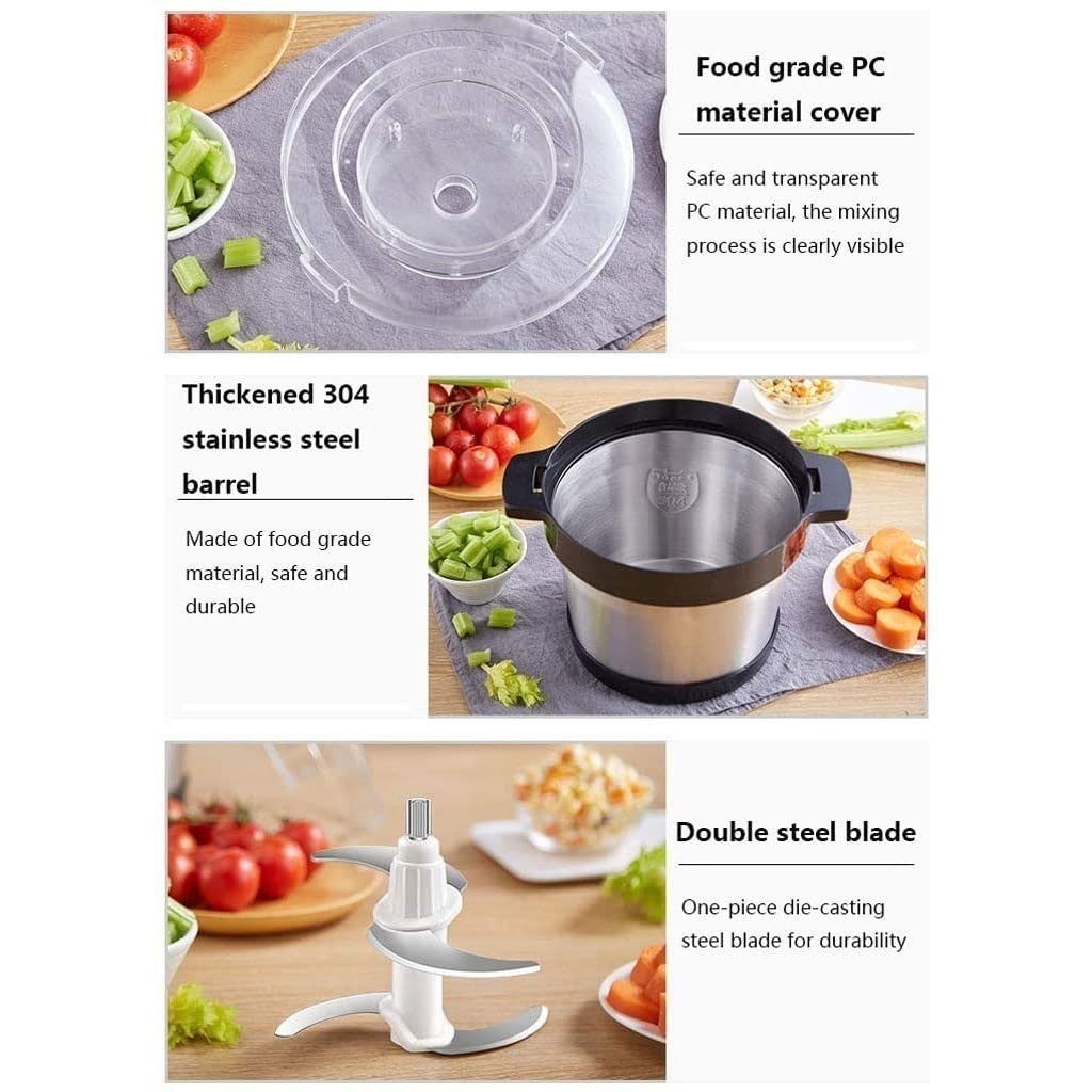 1000W Powerful Electric Food Chopper & Processor - 6L Stainless Steel Bowl for Grinding Meat, Vegetables, Fruits & Nuts - Heavy Duty Kitchen Appliance for Meal Prep, Smoothies & Baking - Perfect for Home Chefs & Restaurants