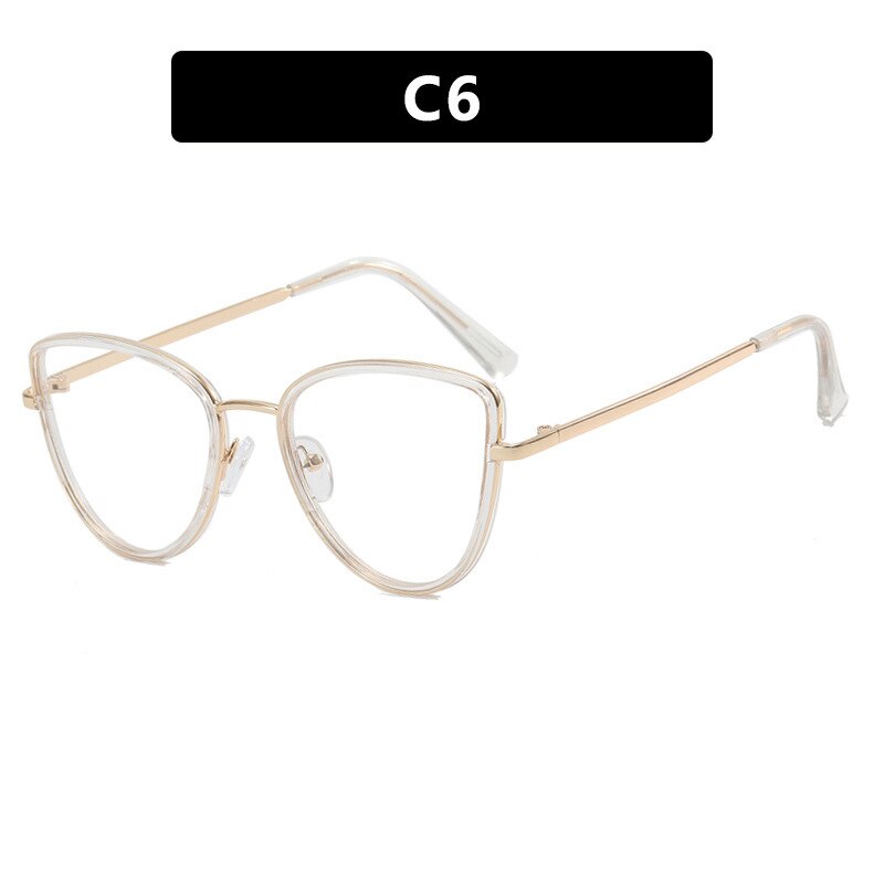 CCspace Unisex Full Rim Square Cat Eye Alloy Eyeglasses 55626 - Stylish Lightweight Frame for Men & Women - Perfect for Reading, Work, and Fashion Accessories