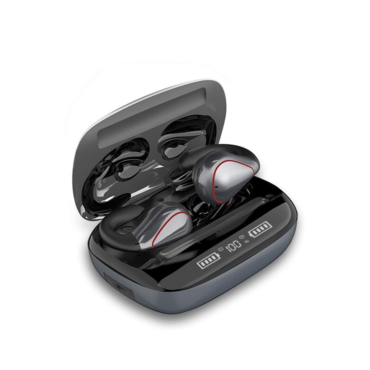 True Wireless Bluetooth Headphones with Air Conduction, Noise Cancelling & Built-in Mic - 200H Battery Life (Gray) | Perfect for Running, Cycling & Outdoor Sports