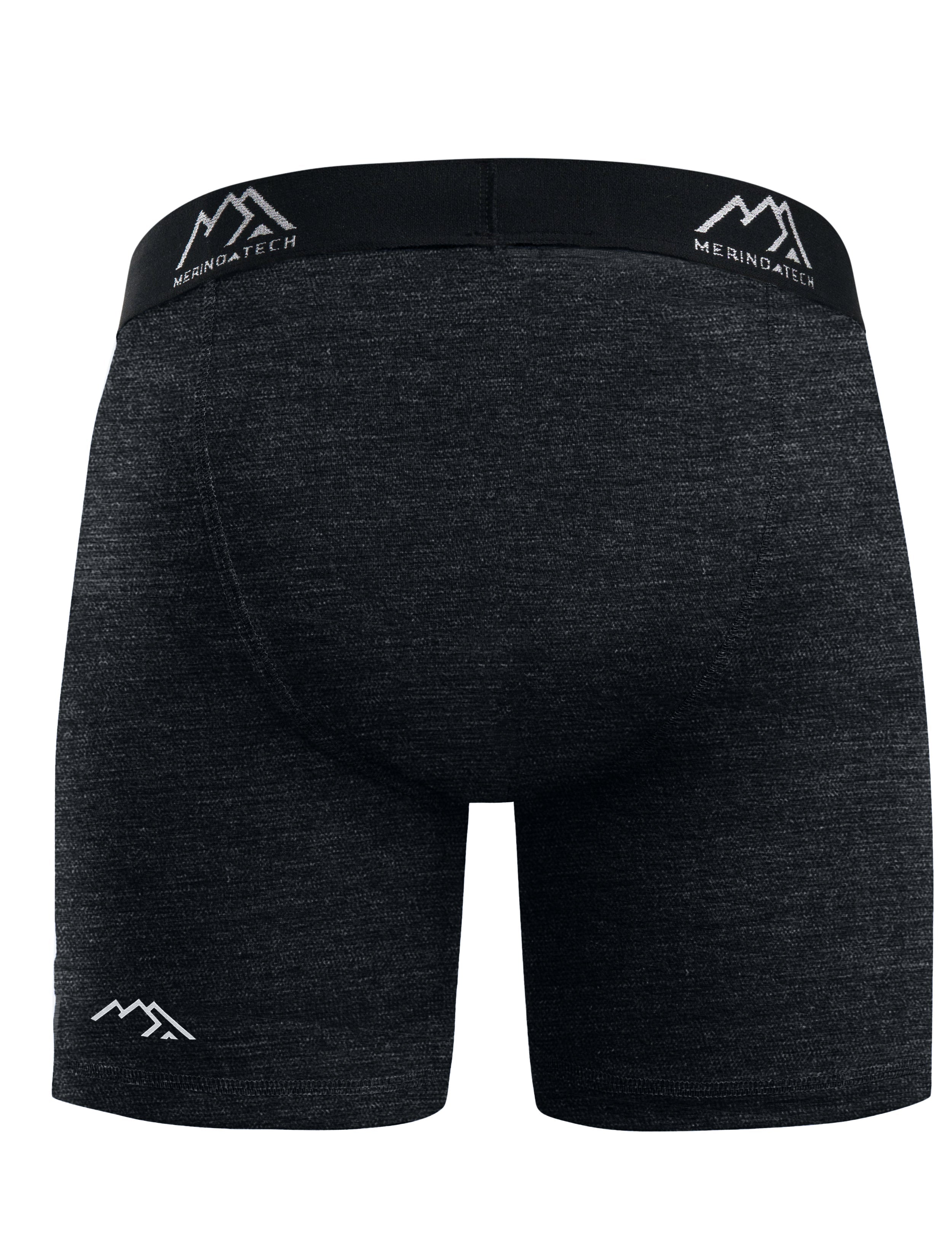 Premium Men's Merino Wool Boxer Briefs - 170g Soft & Breathable Underwear (2-Pack, Heathered Black) - Ideal for Travel, Hiking & Everyday Comfort