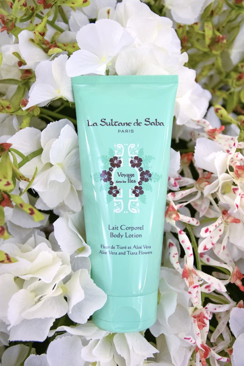 La Sultane de Saba Tiare Flower Aloe Vera Body Lotion - Moisturizing & Nourishing for Dry Skin - Perfect for Travel & Tropical Getaways