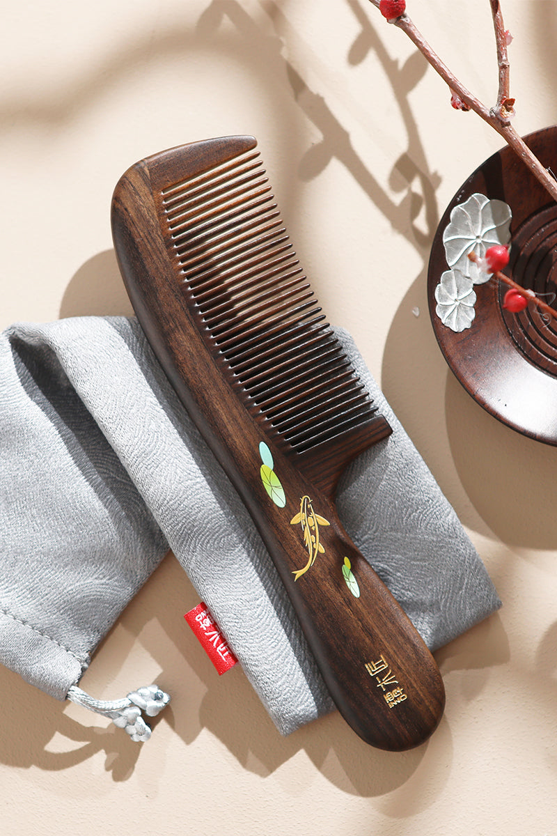 Premium Handcrafted Koi Fish Wooden Comb for Hair Care - Natural & Smooth Detangling - Perfect for Daily Styling, Gifts, and Japanese Culture Enthusiasts