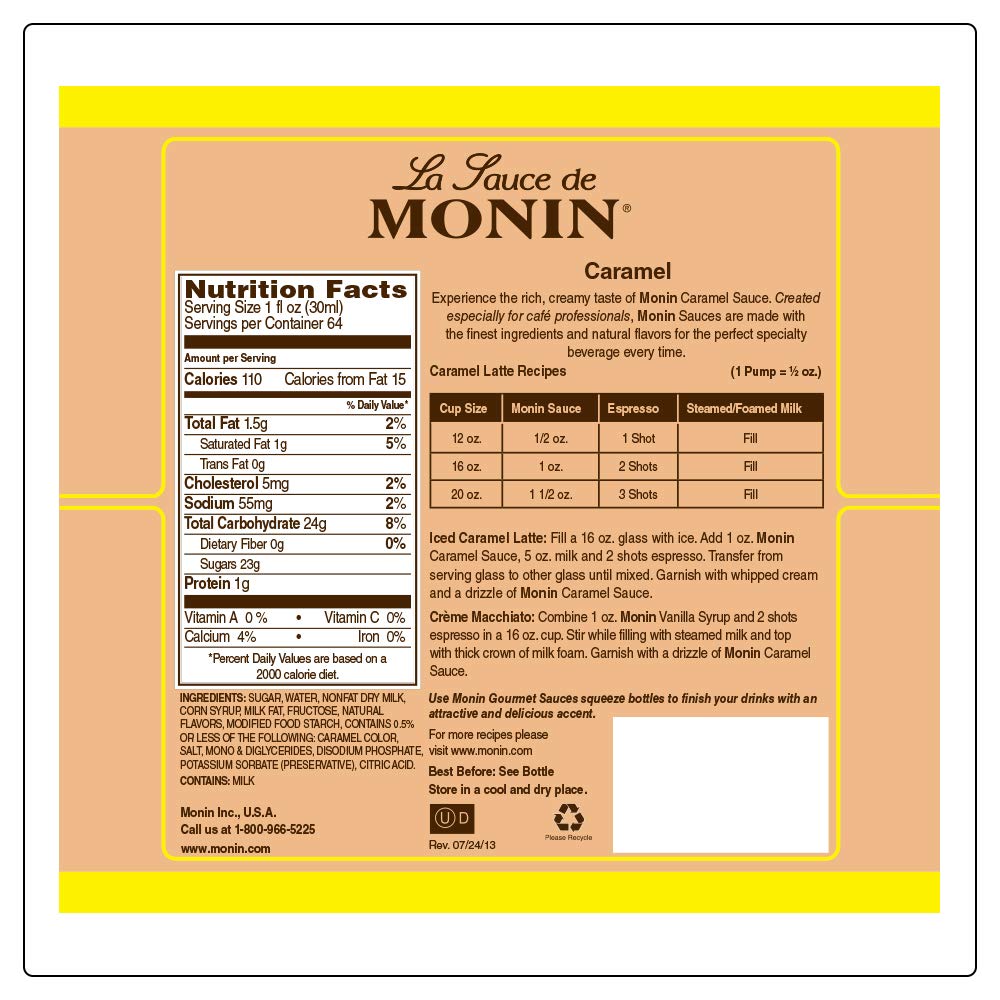 Monin Gourmet Caramel Sauce - Rich & Buttery Gluten-Free Non-GMO Dessert Topping (12oz) | Perfect for Coffee, Ice Cream, Pancakes & Baking