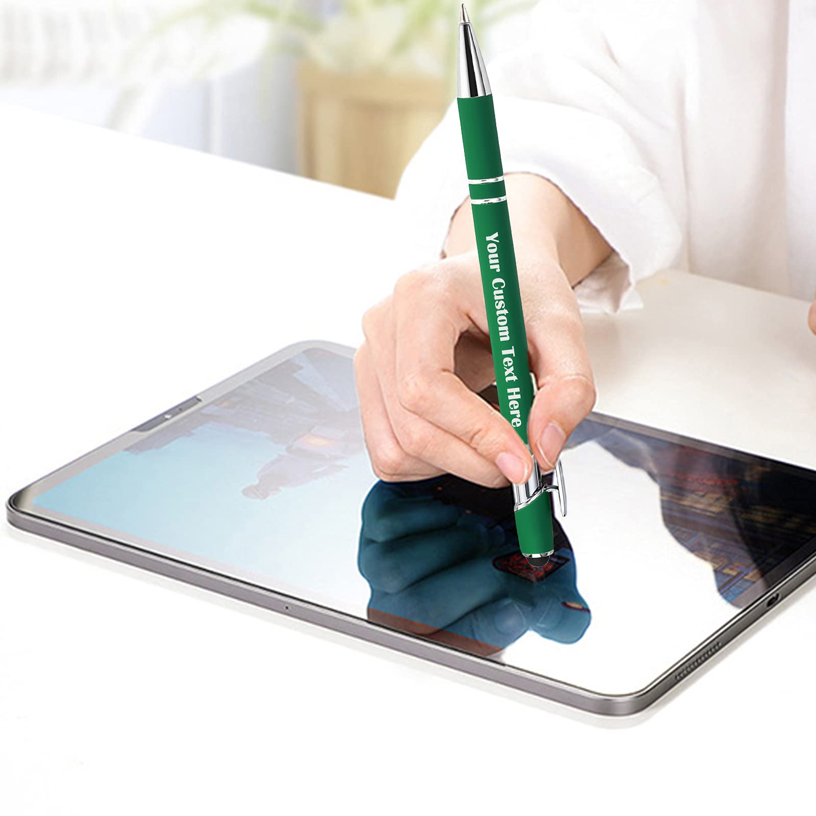 200 Pcs Personalized Custom Pens Bulk - Free Engraving with Name/Message - Customized Ballpoint Pens & Stylus for Business, Office, Graduation - Unique Gifts for Men & Women - Christmas, Birthday Gifts (Green) - Perfect for Corporate Events, Promotions & Special Occasions
