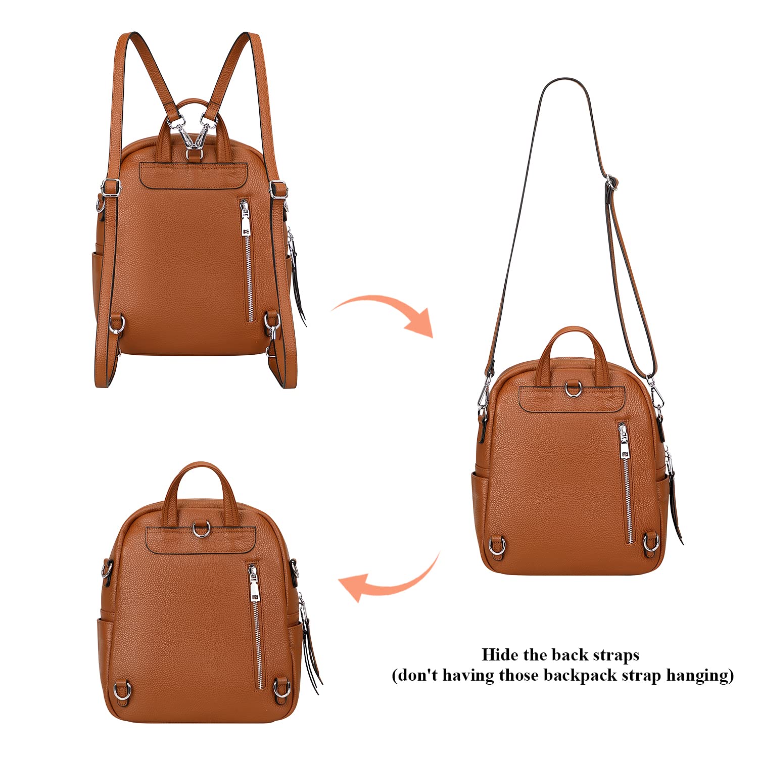 ALTOSY Mini Genuine Leather Backpack for Women - Convertible 4-in-1 Backpack Purse, Shoulder Bag & Crossbody Handbag - Perfect for Travel, Work & Daily Use