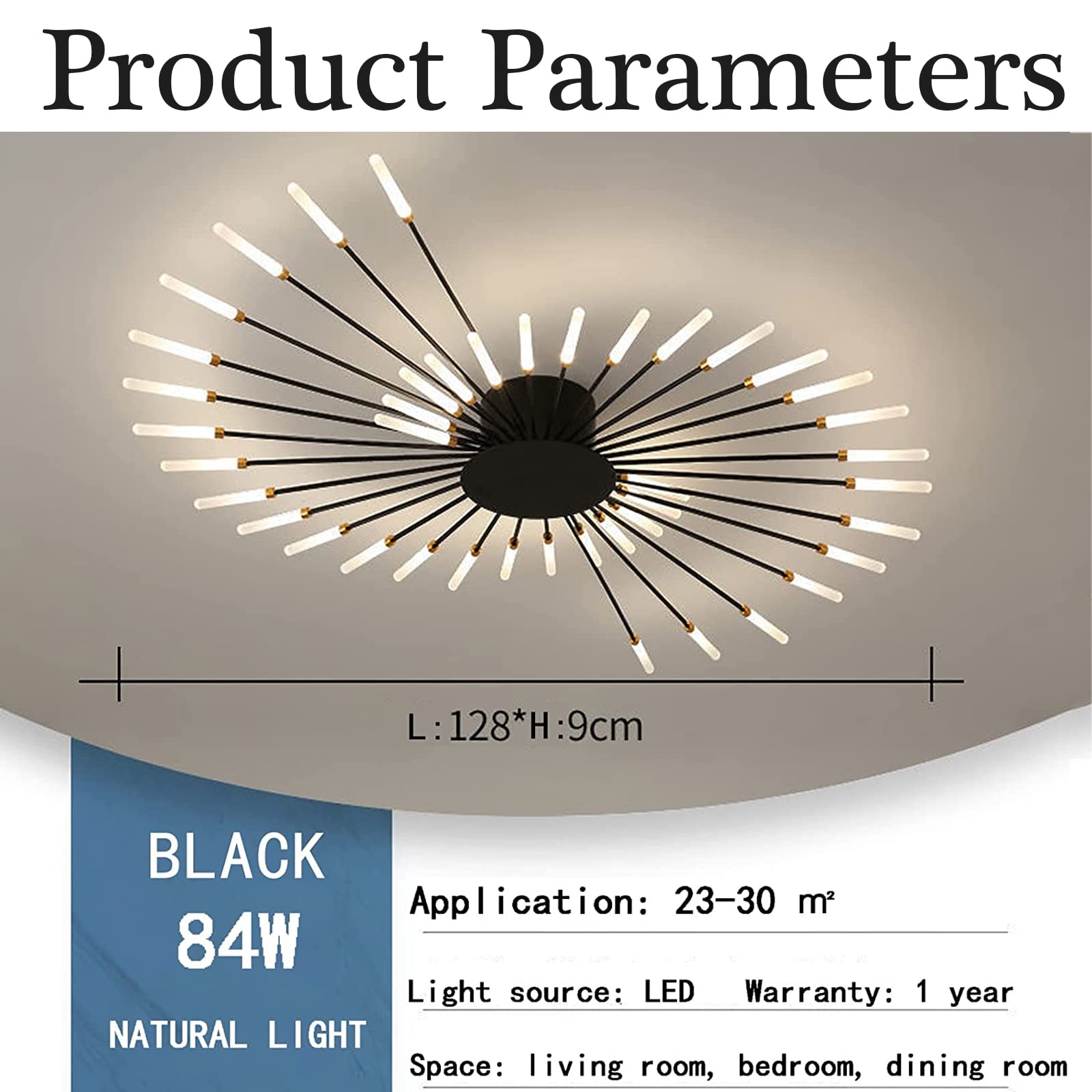 Modern LED Ceiling Light Fixture - 42-Light Flower Chandelier with Metal & Acrylic Design for Living Room, Bedroom & Dining Room - Black | Energy-Efficient Ambient Lighting for Home Decor & Romantic Dinners