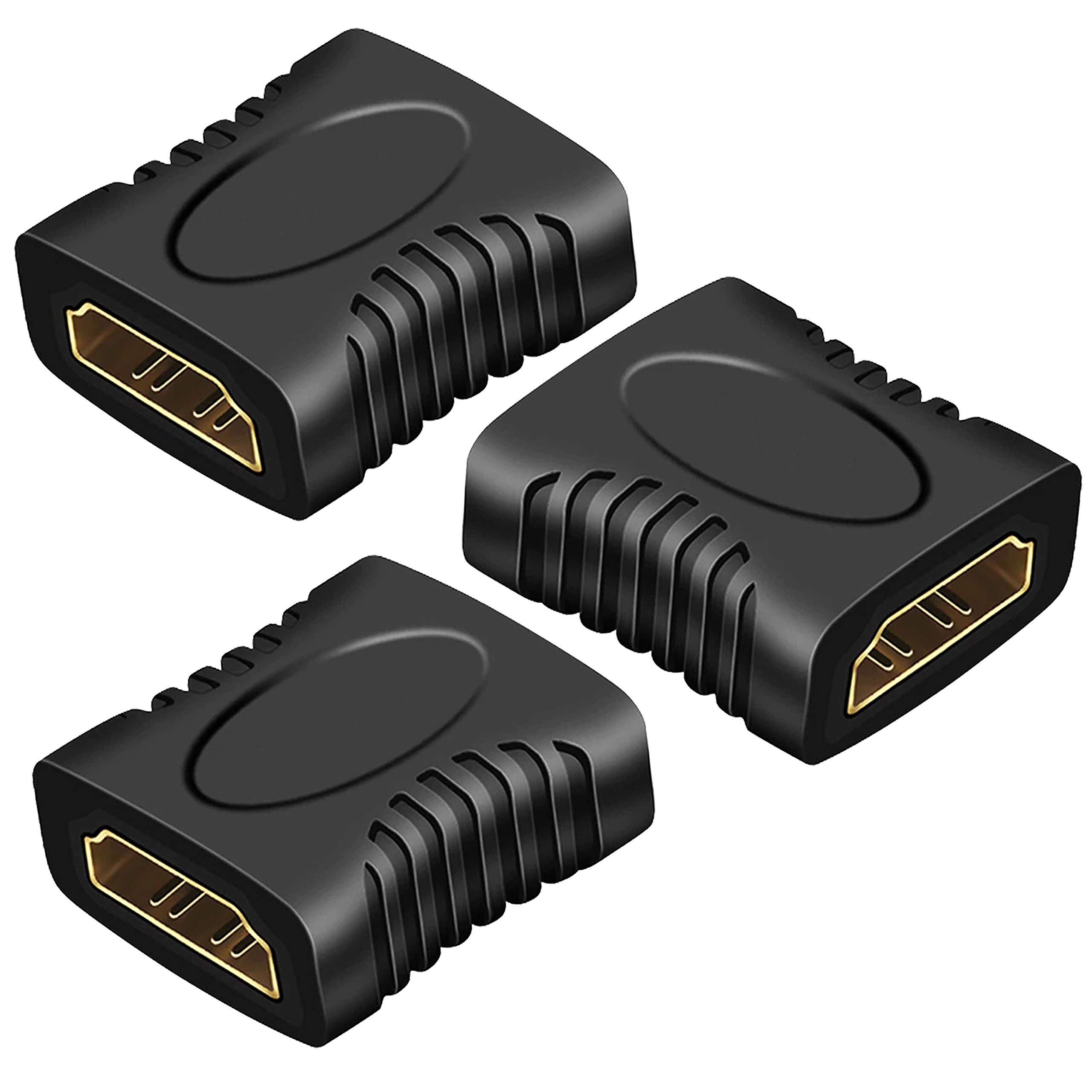 Storite 3 Pack HDMI Female to Female Coupler Adapter - Extends HDMI Cables for HDTV, Computer, PS4/PS3, Monitor, Laptop, Projector, DVD Player, PC & Roku Stick - Black - Perfect for Home Theater Setup & Gaming Stations