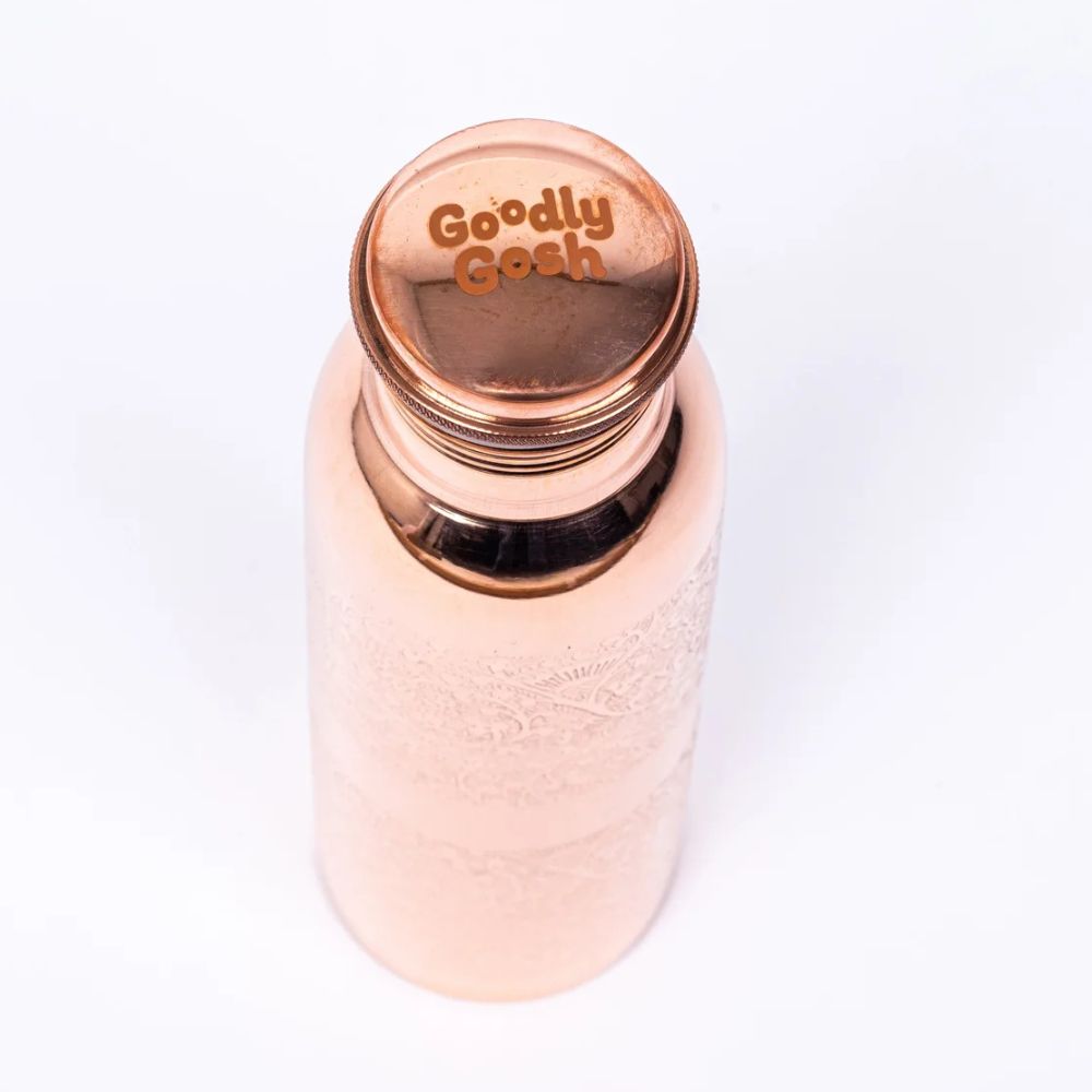 Premium 950ml Copper Water Bottle for Health & Hydration - Ayurvedic Detox & Reusable Eco-Friendly Bottle - Perfect for Yoga, Gym, Travel & Daily Wellness Routine