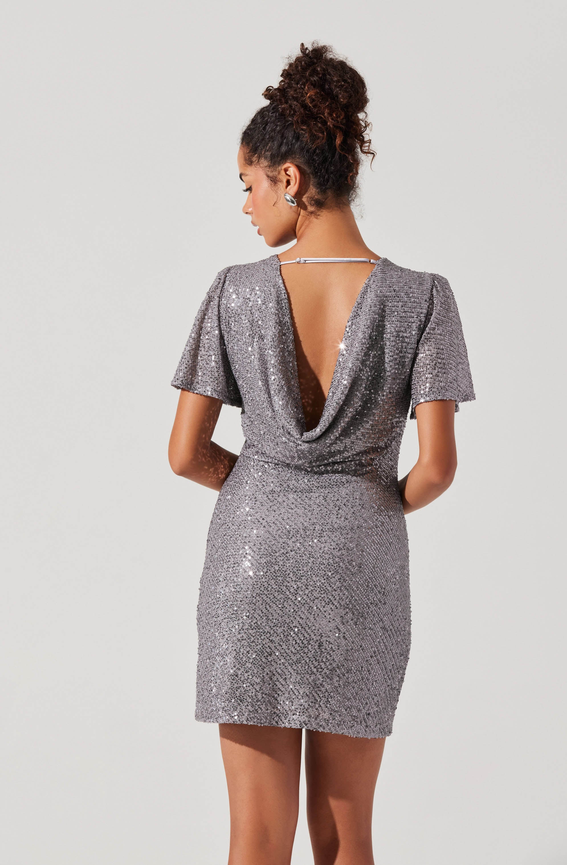 Sparkly Sequin Flutter Sleeve Mini Dress for Women - Party, Cocktail, Night Out & Special Occasions