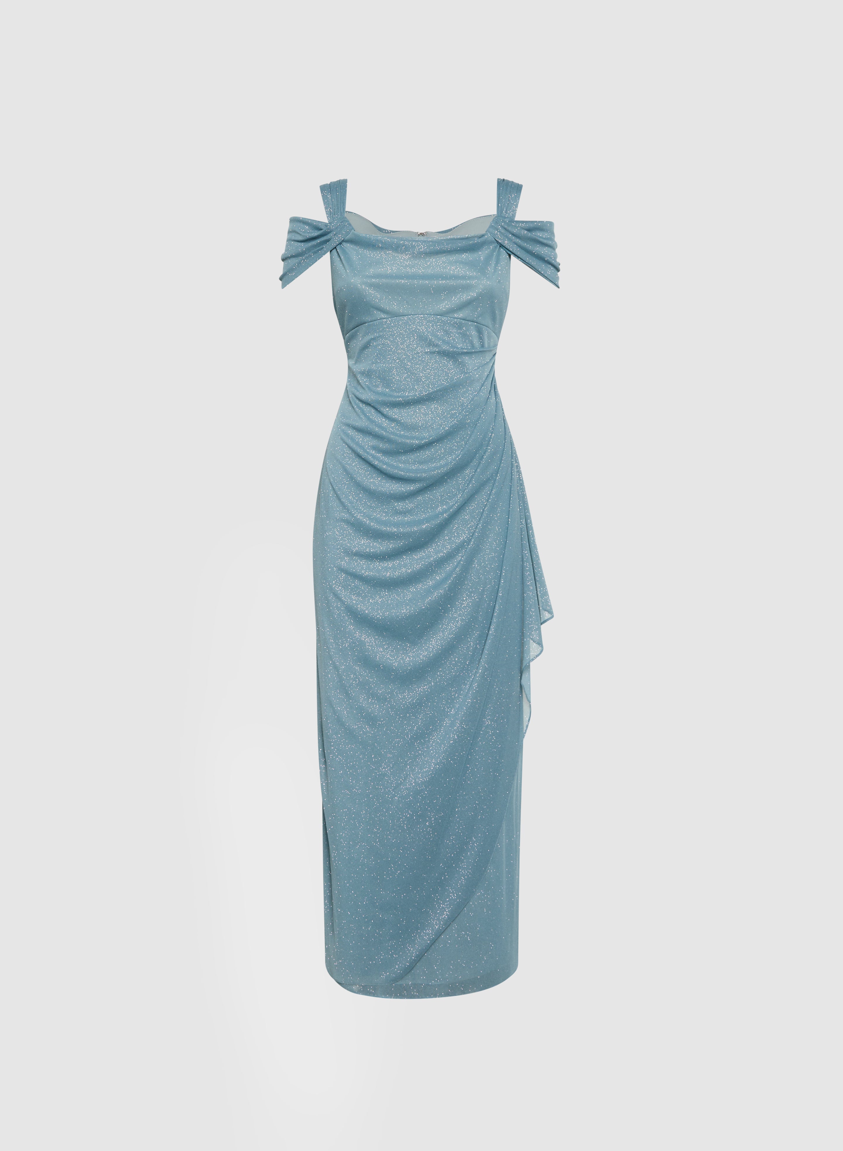 Sparkly Sequin Draped Party Dress for Women - Elegant Evening Gown for Prom, Cocktail, Wedding Guest & Special Occasions