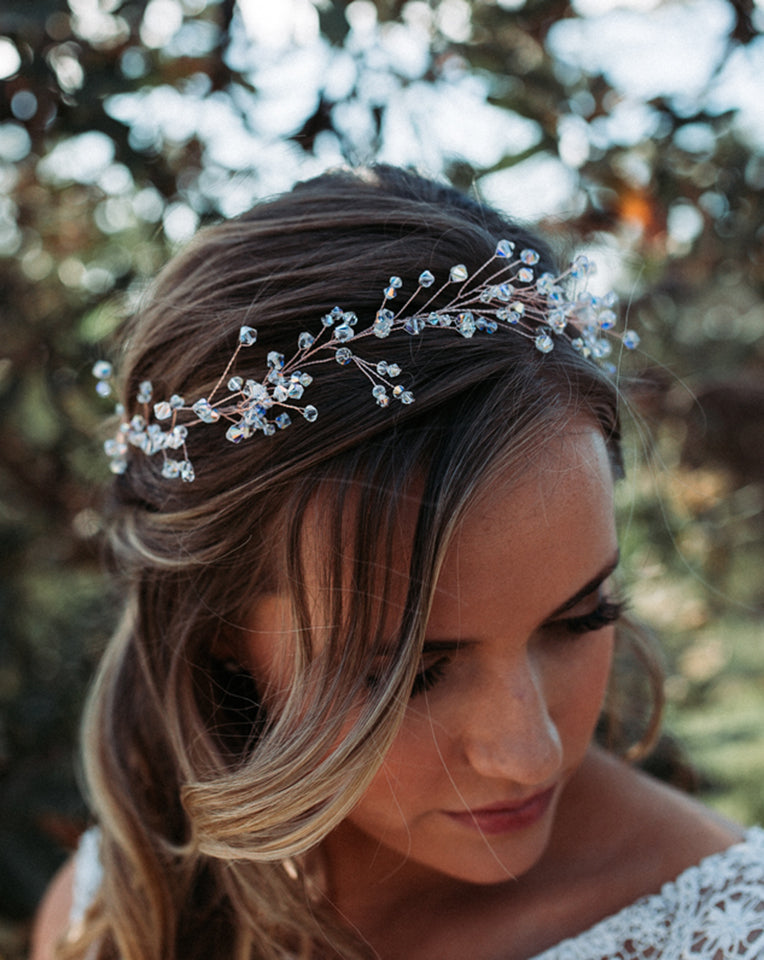 Elegant Rose Gold Crystal Hairvine Bridal Headpiece - Wild Ivy by Kezani | Perfect for Weddings, Prom & Special Occasions