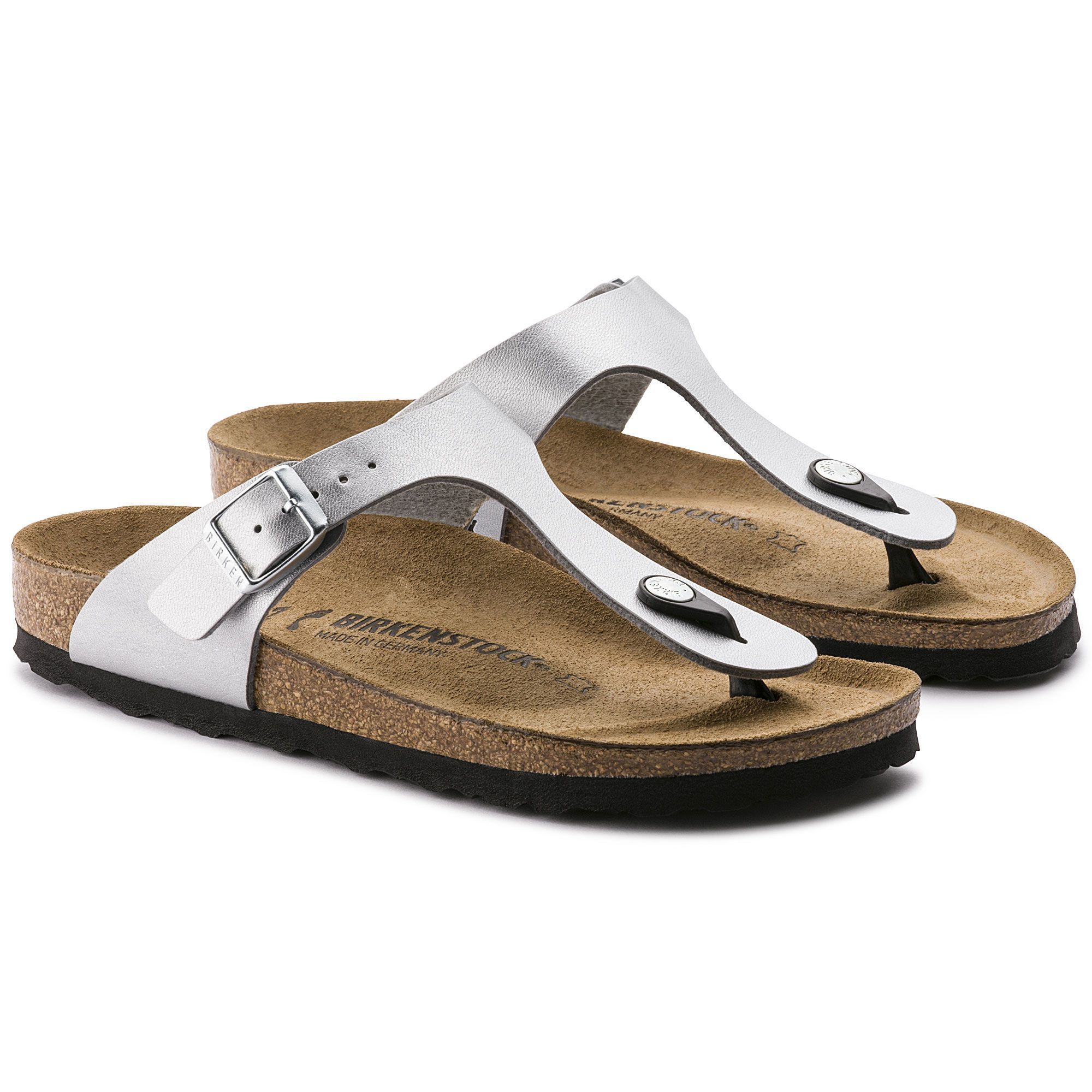 BIRKENSTOCK GIZEH Women's Sandals - Silver Birko-Flor Synthetic Upper Comfort Footbed | Perfect for Summer, Beach, Casual Wear & Everyday Comfort