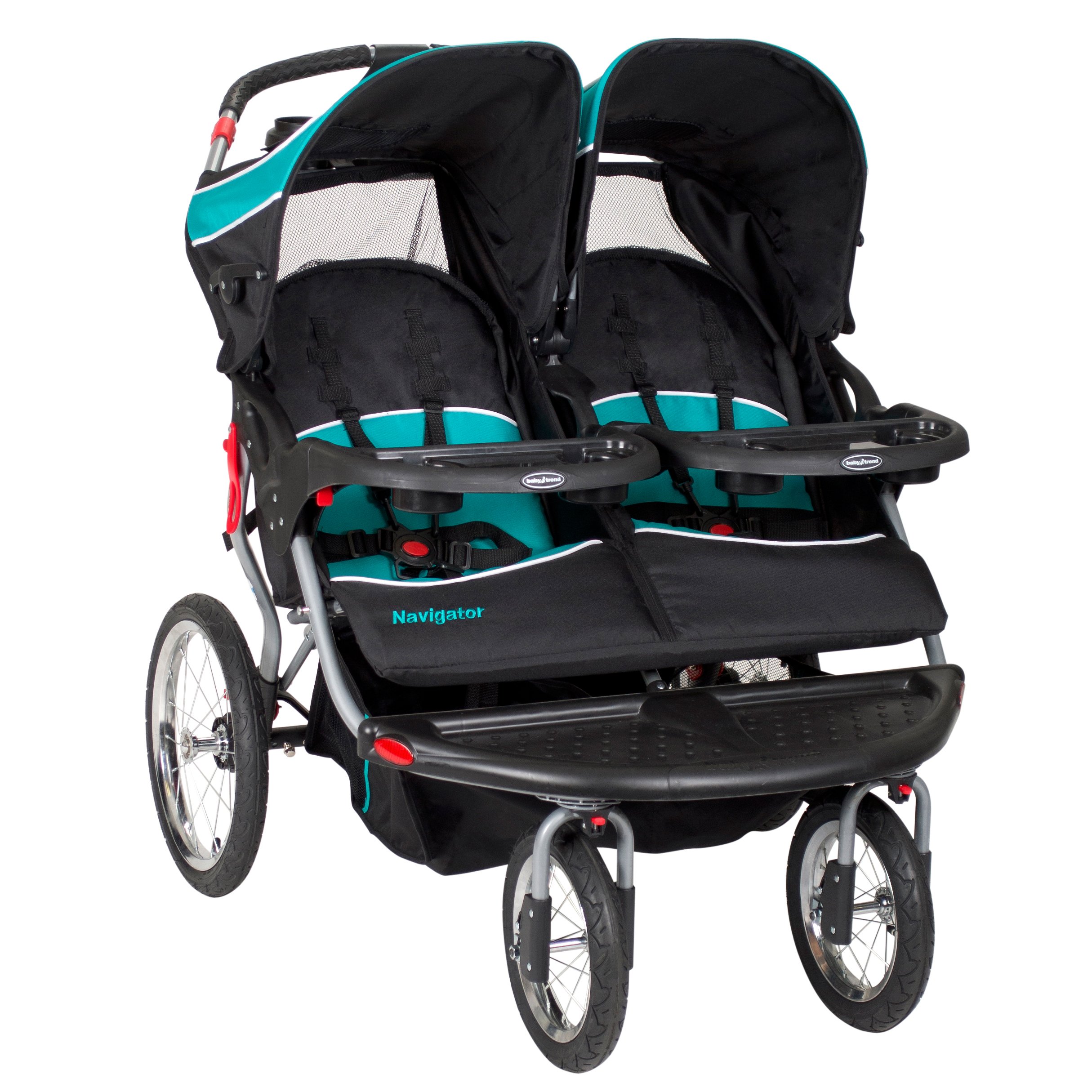 Baby Trend Navigator Double Jogger Stroller with Tropic & Secure Snap Tech 35 Infant Car Seat - Lavender Ice | Lightweight Side by Side Stroller for Twins | Perfect for Running, Shopping & Outdoor Adventures
