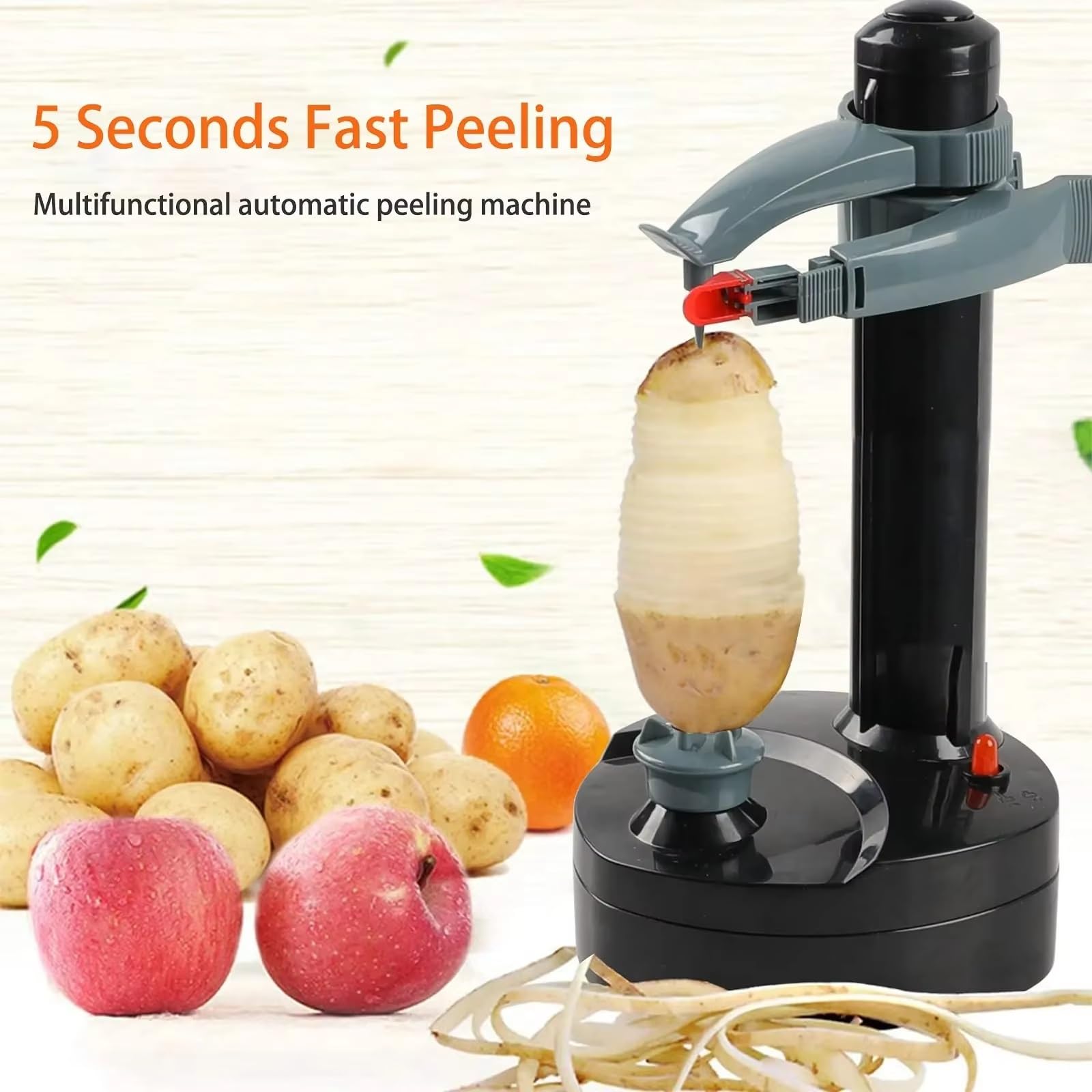 Premium Spiral Apple Peeler & Cutter - Multi-Functional Fruit & Potato Slicer for Kitchen - Easy Peel, Core & Slice - Perfect for Apple Pie, Salads & Meal Prep (Black)