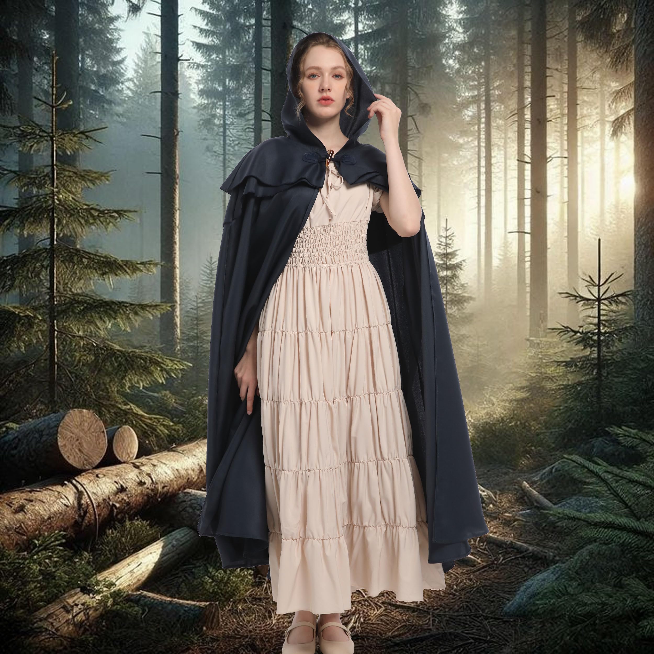 Medieval Hooded Cloak for Men & Women - Renaissance Cape, Viking Costume Cloak for LARP, Cosplay & Historical Reenactment