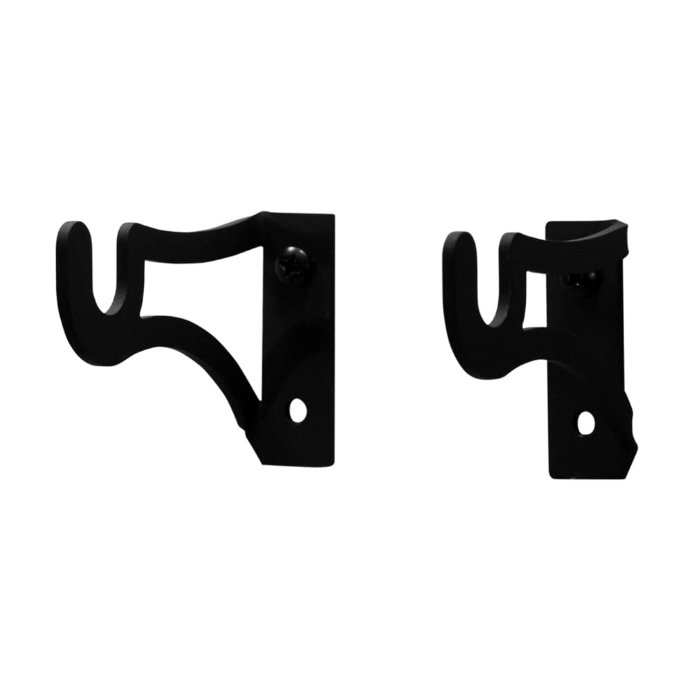 Village Wrought Iron Curtain Brackets for 0.5 Inch Rods - Heavy Duty Drapery Hardware for Living Room, Bedroom & Window Treatments