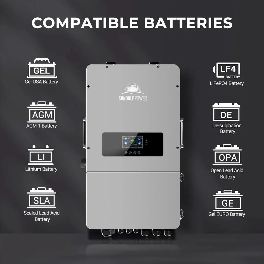 10KW Hybrid Solar Inverter 48V Split Phase with Grid Feedback - Off-Grid & Grid-Tied Power Solution for Home, RV & Emergency Backup