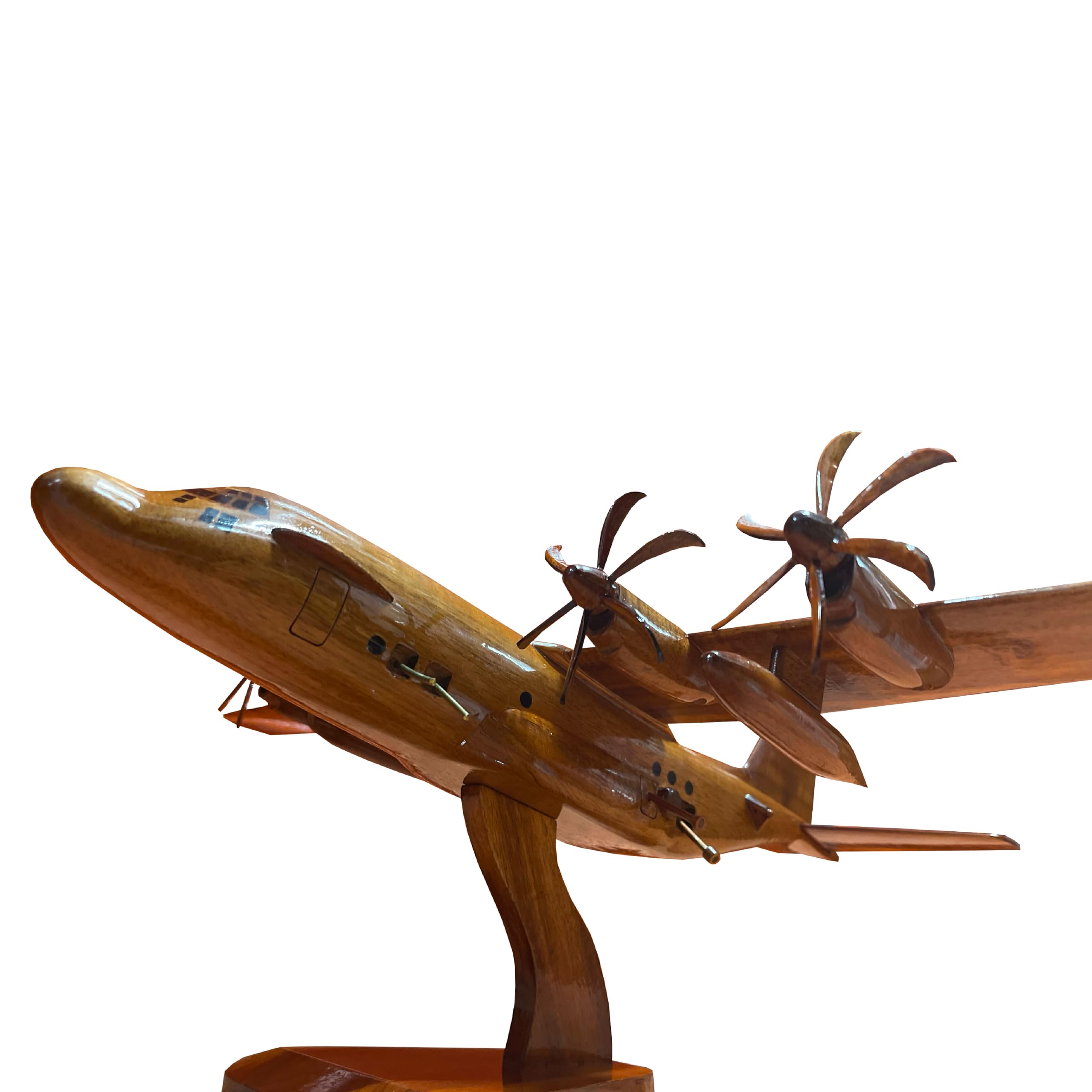 C-130J Hercules Mahogany Wooden Desktop Airplane Model - Perfect Military Aircraft Collectible for Office Decor, Aviation Enthusiast Gifts & Home Display