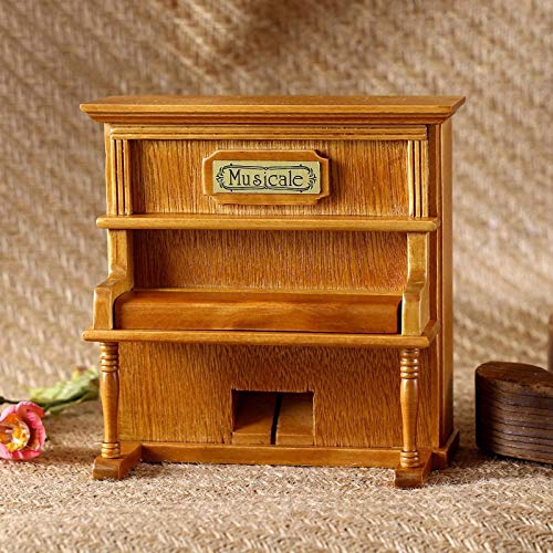 Vintage Simulated Piano Music Box - Classical Wooden Crank Wind-Up Retro Home Decor Gift for Music Lovers (Perfect for Wedding Favors, Birthday Presents & Home Décor)