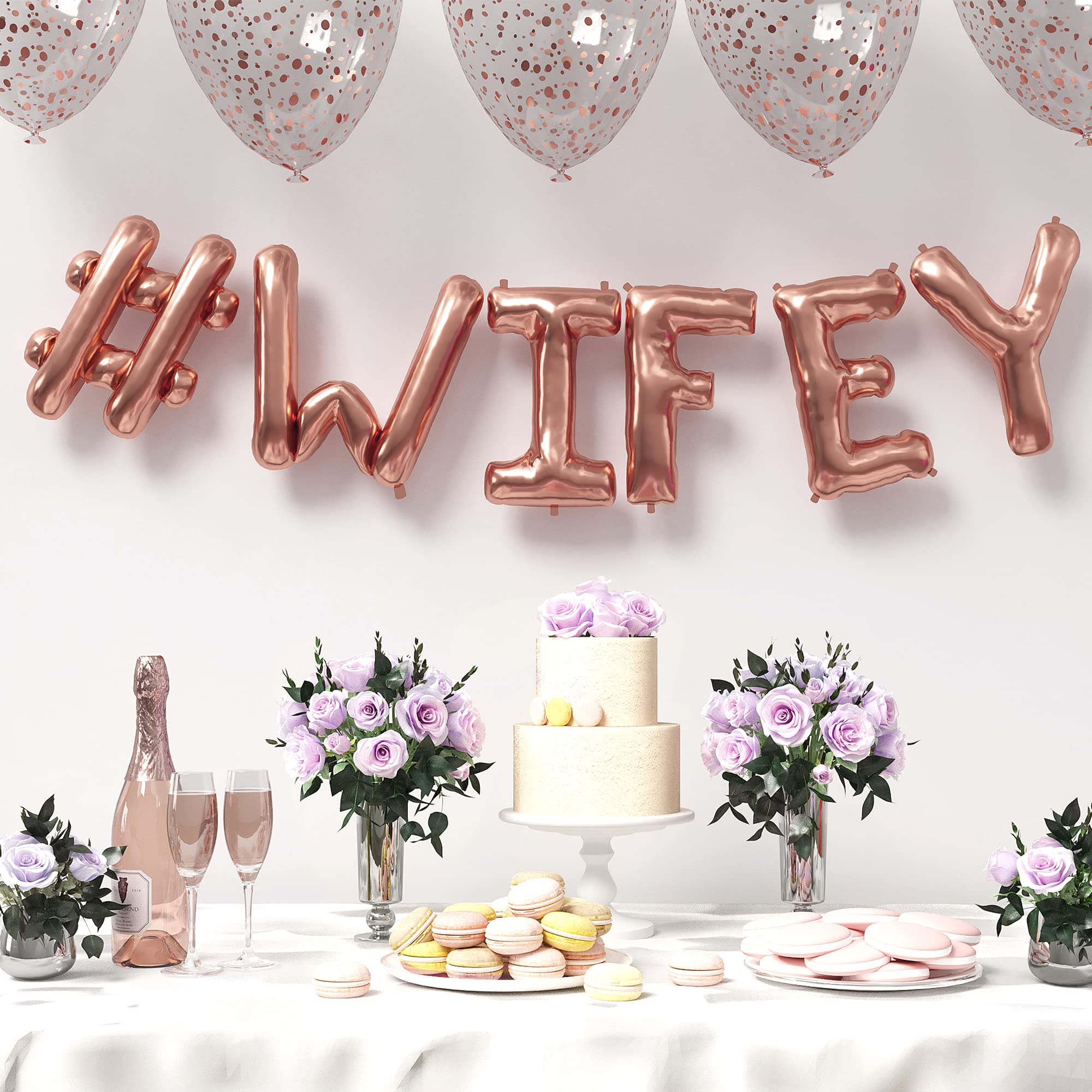 HOUSE OF PARTY Wifey and Wifey for Lifey Rose Gold T-Shirt - Funny Couple Matching Shirts for Anniversary, Wedding & Date Night