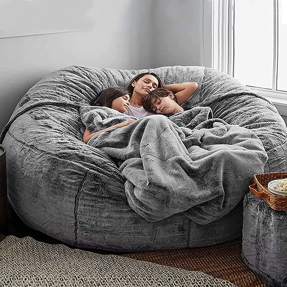 Oversized Bean Bag Chair Cover - Soft Washable Micro-Fiber PV Velvet Sofa Bed Cover for Adults (5FT 135x65cm, Blue) - Perfect for Living Room, Bedroom & Game Room Relaxation