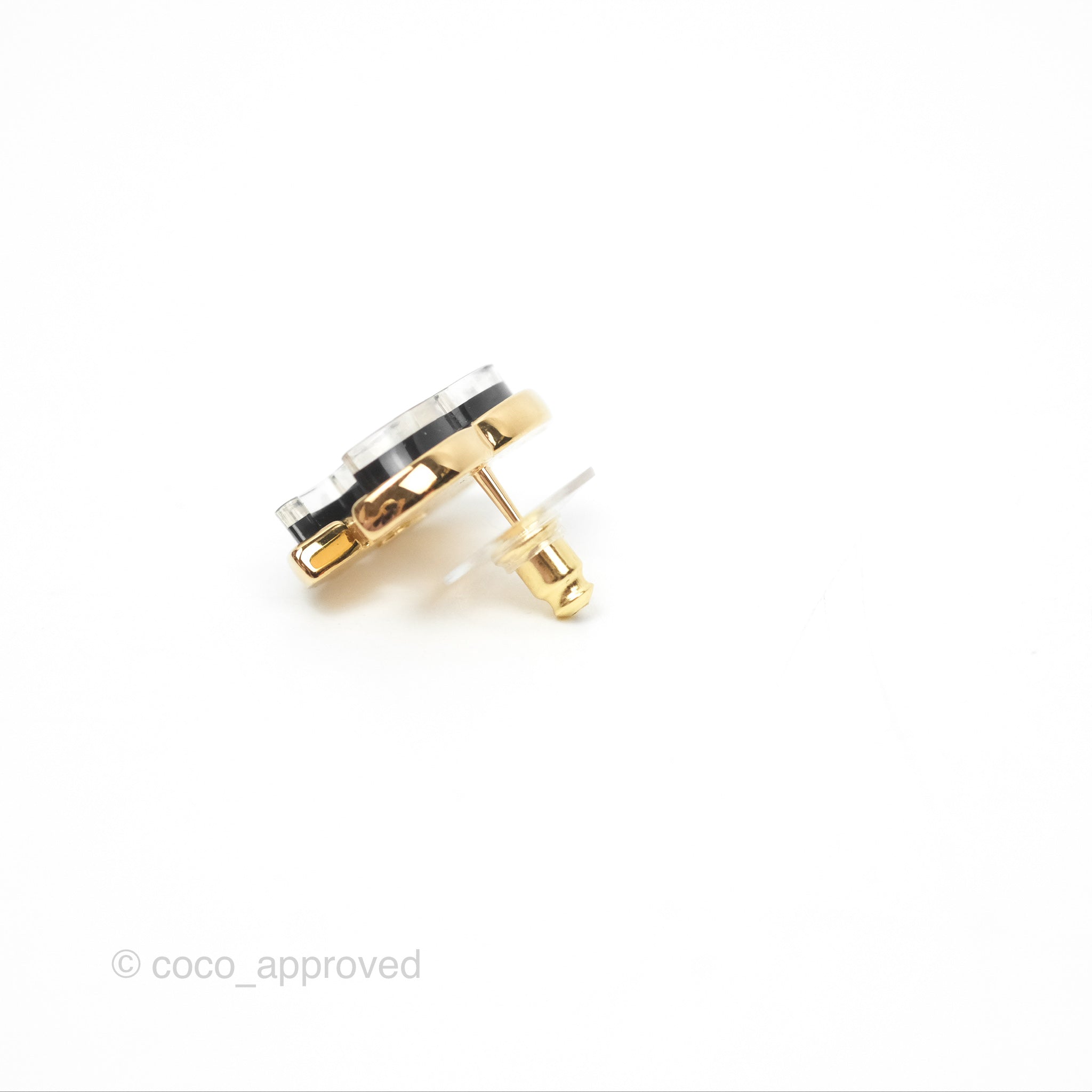 Chanel CC Black Resin Earrings 23K Gold Tone - Luxury Fashion Jewelry for Women, Perfect for Parties, Weddings & Special Occasions
