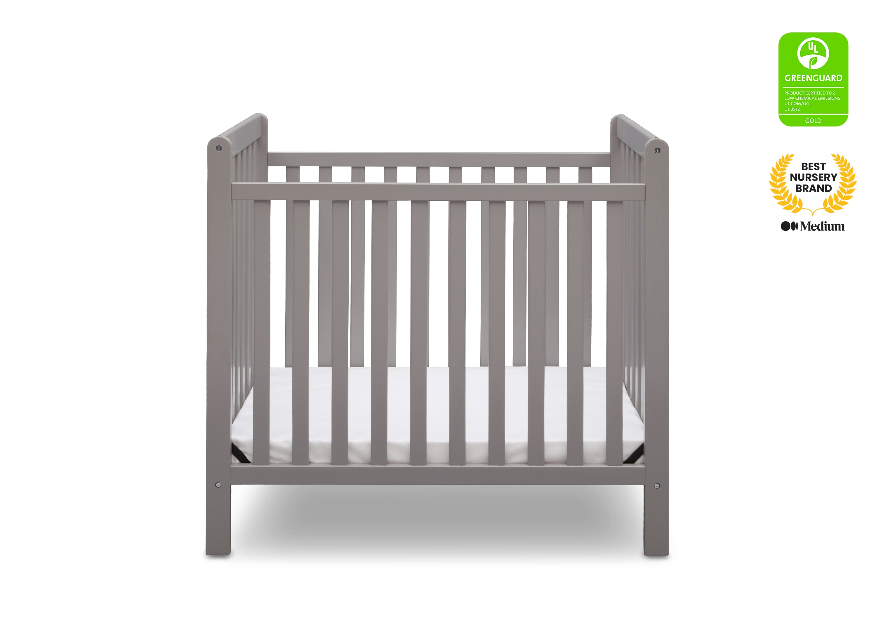 Classic Mini Crib with 2.75 Inch Mattress - Convertible to Twin Bed - Perfect for Nursery, Small Spaces & Guest Rooms