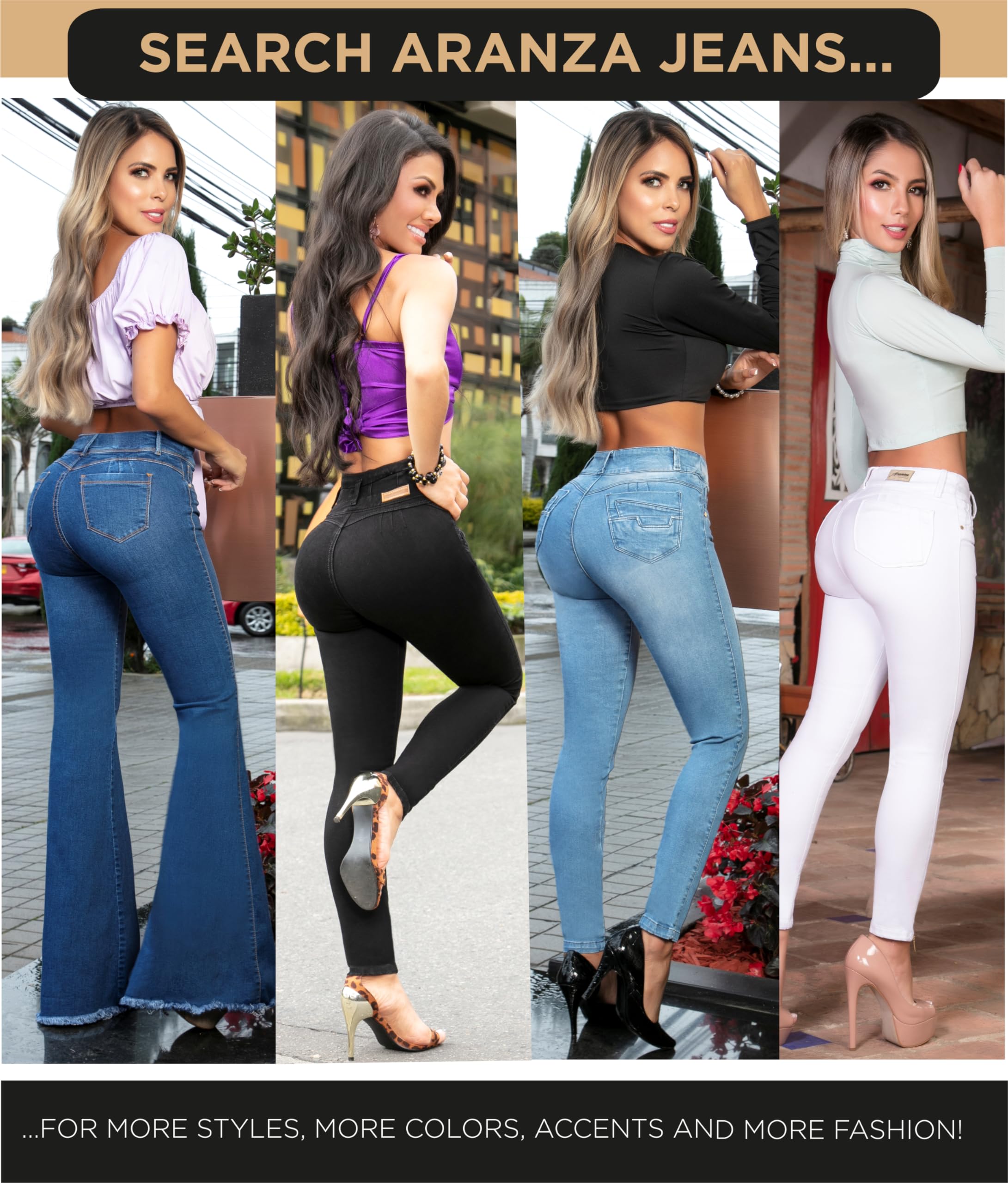 ARANZA High Waist Skinny Jeans for Women - Butt Lifting Stretch Denim Pants | Slimming & Comfortable Colombian Fit | Perfect for Casual Wear, Night Out & Date Night