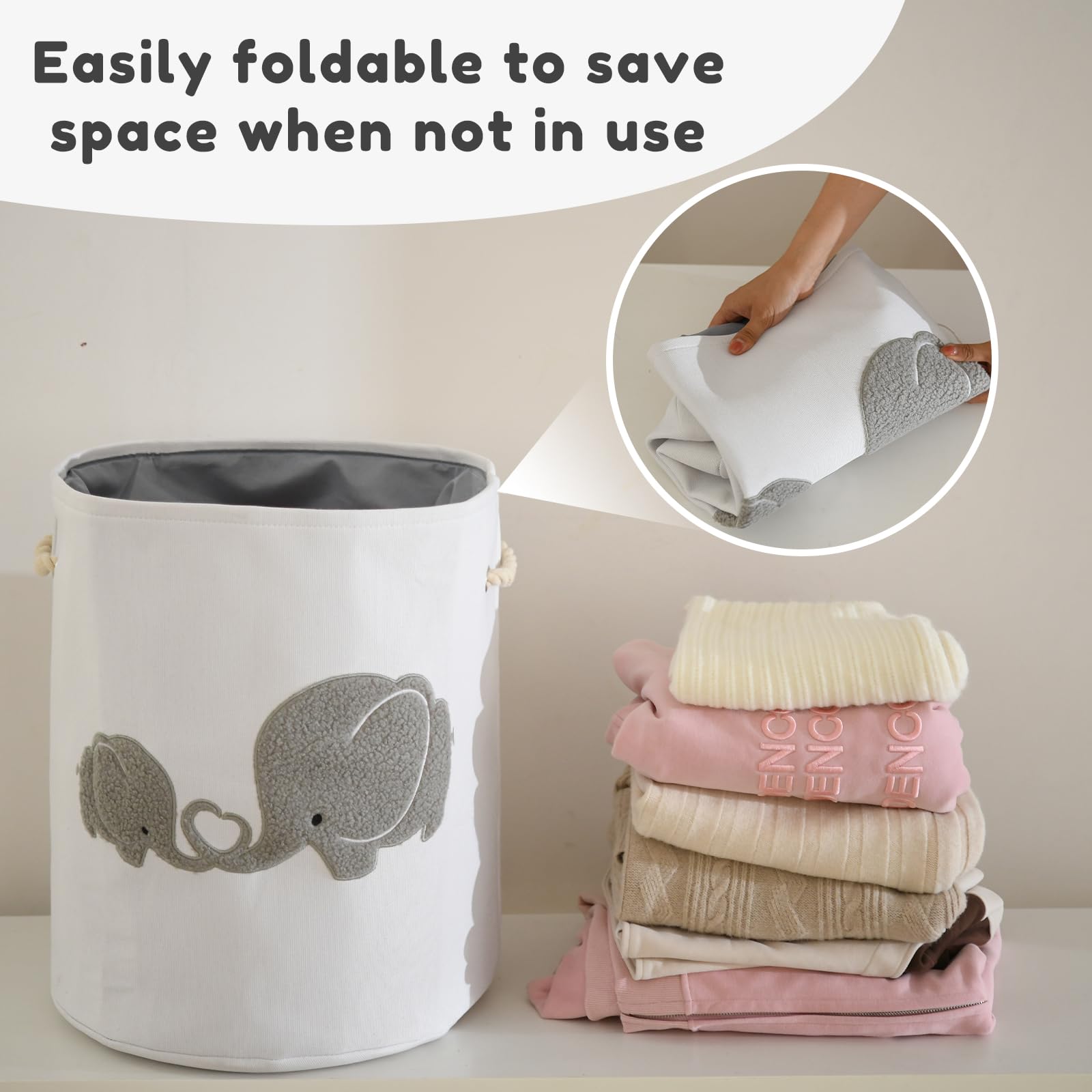 Extra Large Baby Hamper & Nursery Laundry Basket - 58L Collapsible Canvas Storage for Kids Toys, Baby Clothes & Dorm Essentials | Perfect for Nursery Organization, College Dorm Room & Playroom Storage