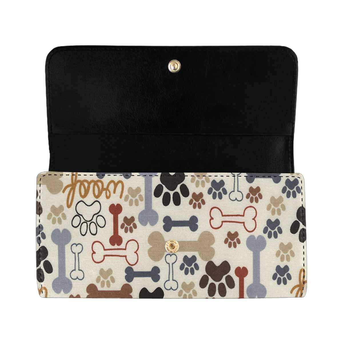 InterestPrint Women's PU Leather Wallet - Dinosaur Paws Print Trifold Long Clutch Card Holder for Everyday Use, Travel & Gift Giving