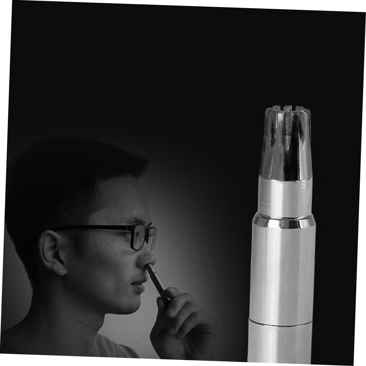 Minkissy Nose Hair Trimmer for Men & Women - Portable & Easy Clean Rechargeable Nose & Ear Hair Clipper - Painless Body Groomer for Personal Grooming, Travel & Home Use (Silver)