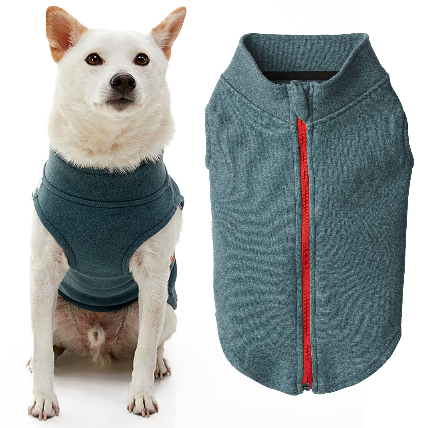 Gooby Zip Up Microfiber Fleece Dog Sweater - Warm Double Layered Winter Coat for Small & Medium Dogs, Turquoise, 2X-Large - Cozy Step-in Jacket for Cold Weather, Indoor & Outdoor Use