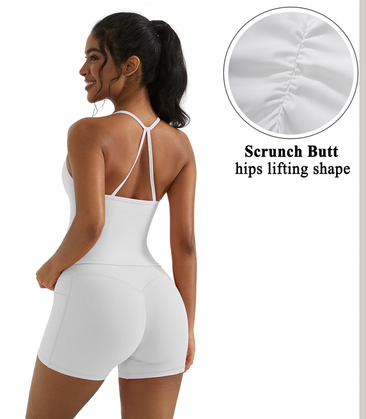 OMKAGI Women's 2-Piece Workout Set - Padded Sports Bra & High-Waist Gym Shorts with Pockets | Yoga, Running, Fitness & Lounge Wear