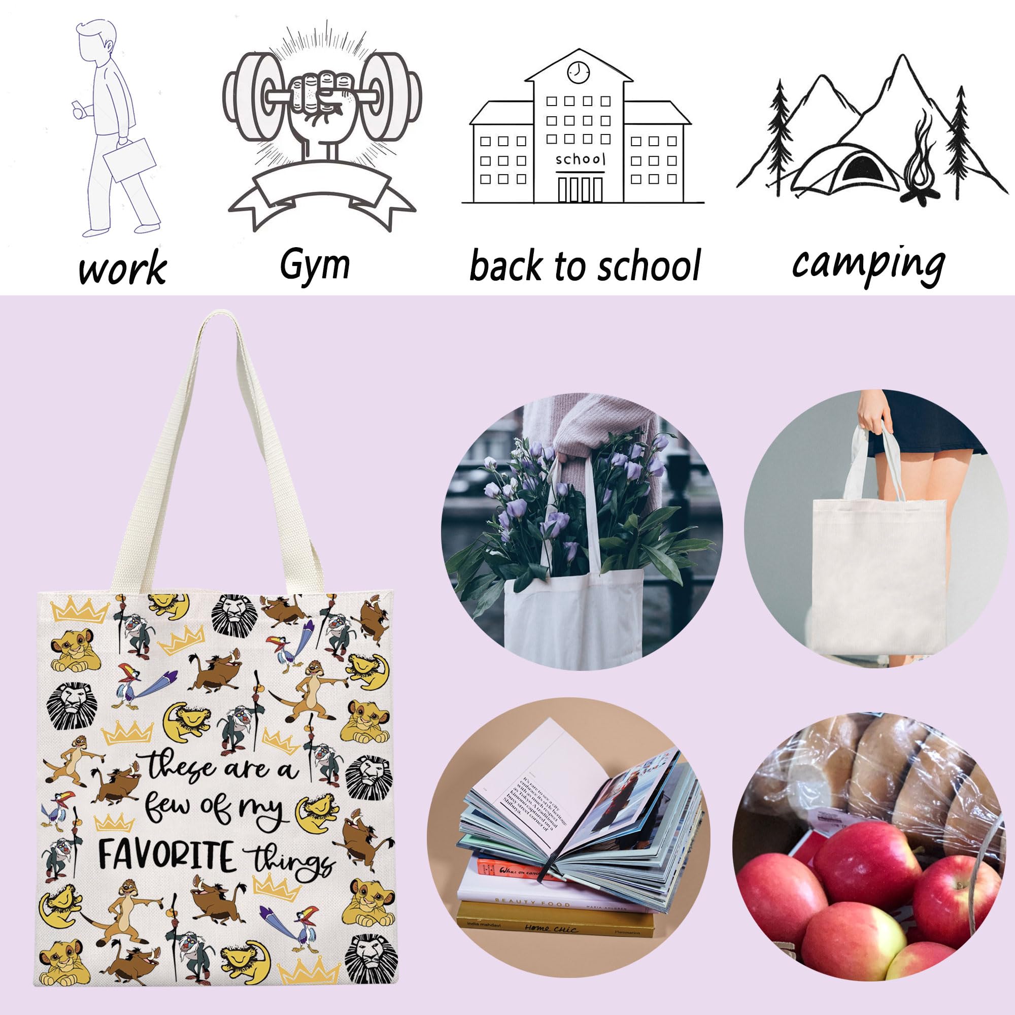 ENSIANTH Lion Inspired Tote Bag - Animal Kingdom Gift for Lion Lovers, Cartoon Fans & Movie Merch Collectors - Perfect for Shopping, Travel & Everyday Use