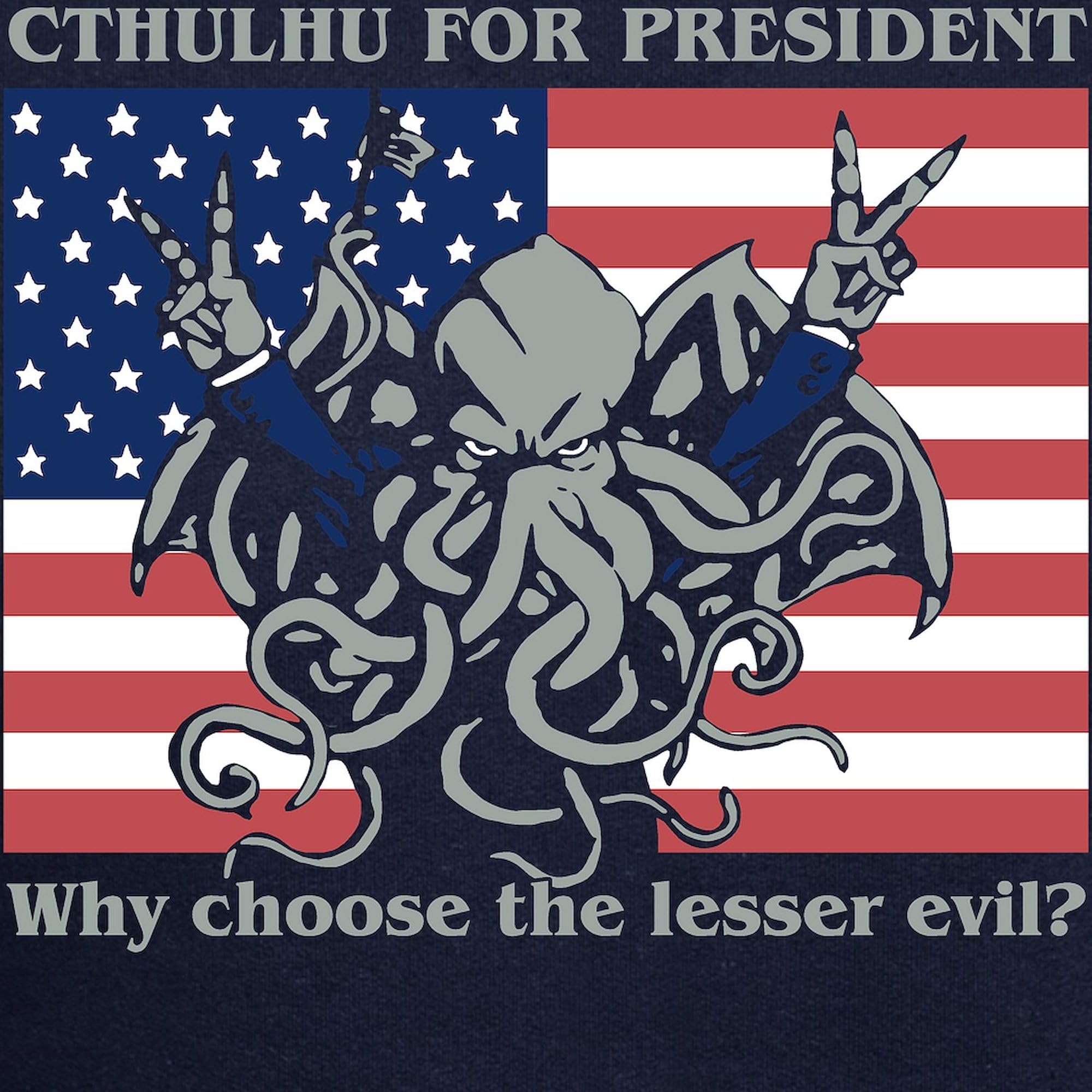 Cthulhu For President Hoodie - Dark Men's Regular Fit Pullover Sweatshirt | Funny Political Novelty Gift for Halloween, Cosplay & Geek Culture Fans