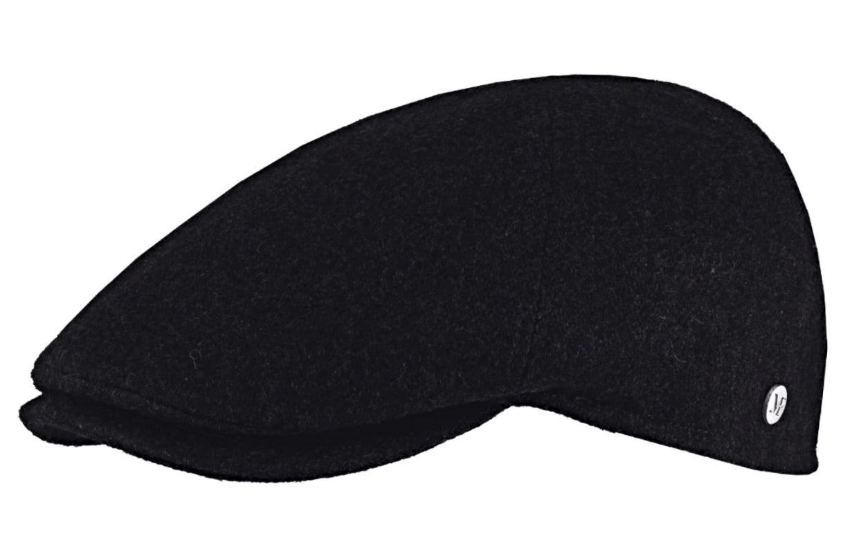 M Flechet Wool Blend Black Flat Cap for Men - Stylish Winter Hat for Outdoor Activities, Casual Wear & Travel