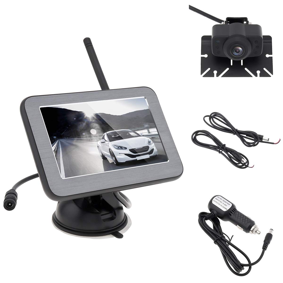 5 Inch Digital Wireless Reversing Camera Kit - Magnetic Bracket TFT LCD Rear View Monitor with Wide Angle Waterproof Backup Camera, Stable Signal & Night Vision for Trucks, SUVs, RVs - Easy License Plate Installation for Safe Parking & Backing Up