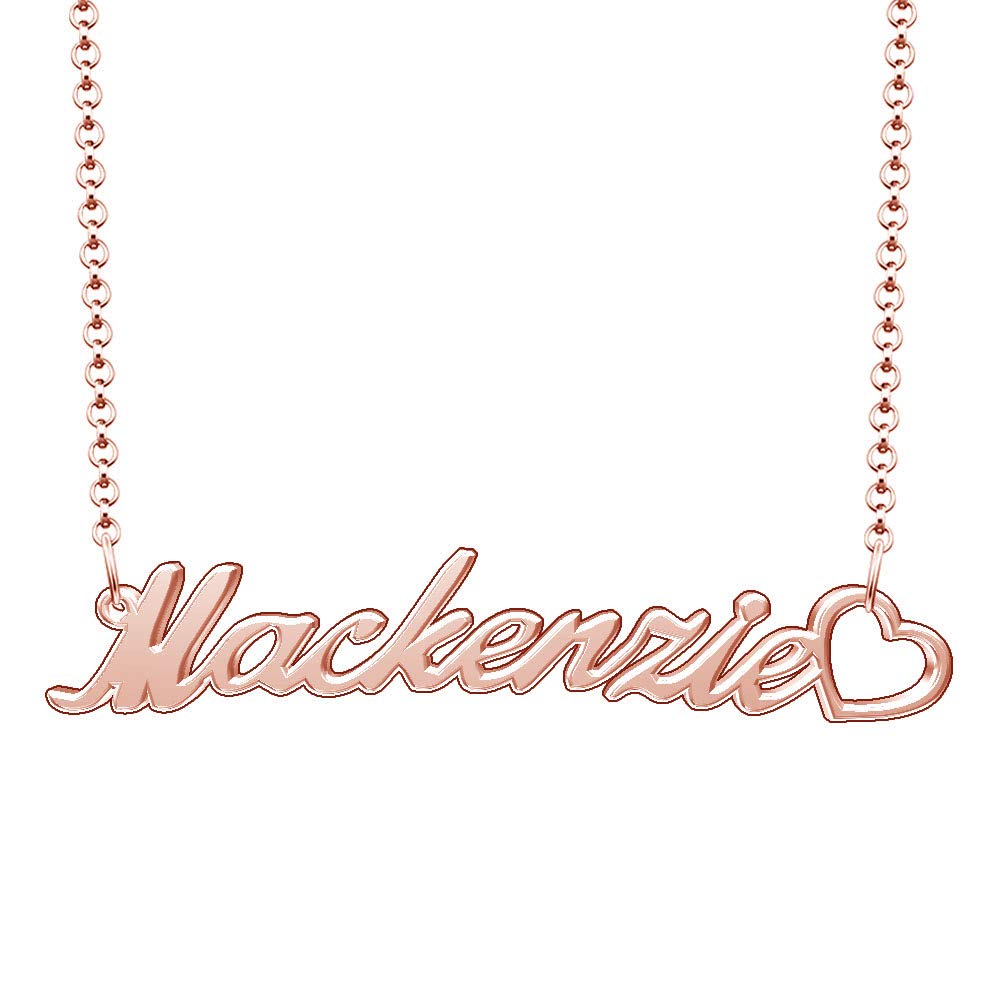 Personalized Rose Gold Plated Heart Name Necklace - Custom Engraved Jewelry Gift for Her - Perfect for Anniversaries, Birthdays & Valentine's Day
