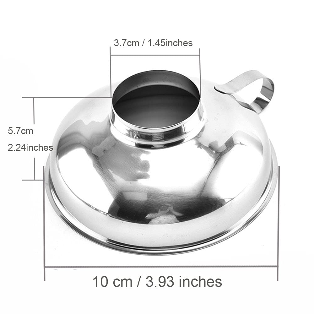Stainless Steel Canning Funnel for Wide & Regular Jars - Small Kitchen Funnel for Liquids, Spices, Powder, Beans, Jam, Nuts - Mason Jar Accessory with Handle | Perfect for Home Canning, Preserving, Cooking & Baking