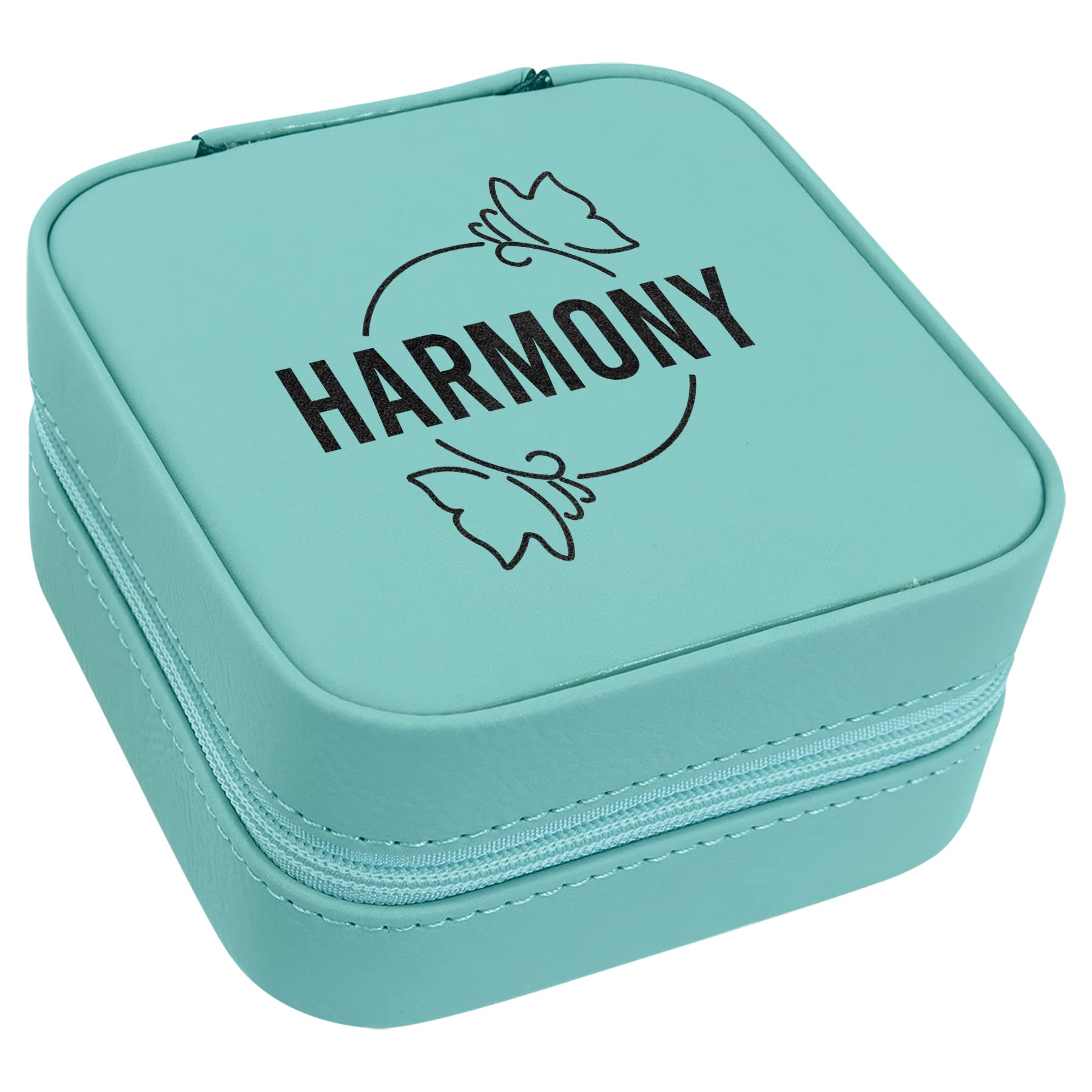 Personalized Engraved Teal Jewelry Box for Women - Custom 'Harmony' Jewelry Storage & Travel Organizer - Perfect Gift for Birthdays, Anniversaries & Bridal Showers (Great for Home, Travel & Special Occasions)