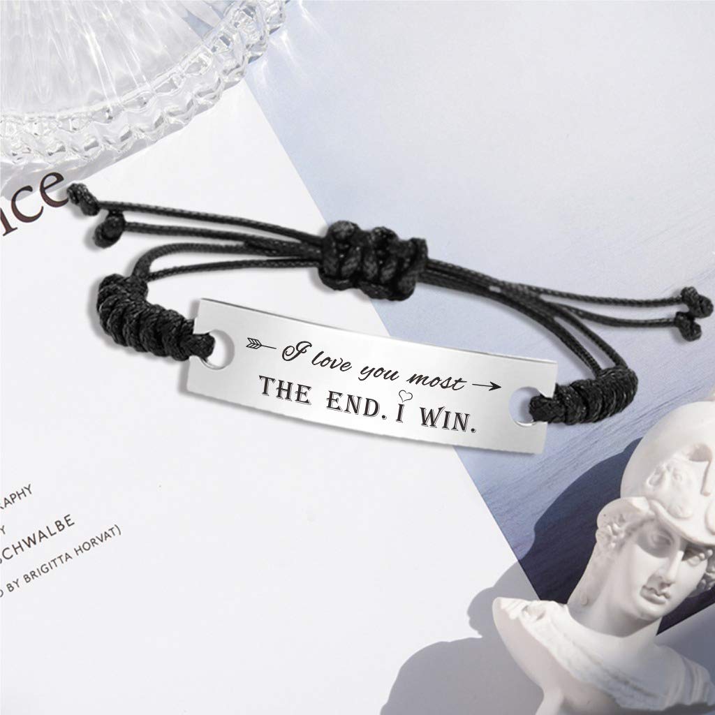 SOUSYOKYO 'I Love You Most The End I Win' Sterling Silver Necklace - Romantic Valentine's Day Gift for Wife, Anniversary & Birthday Jewelry for Her - Perfect for Proposals, Weddings & Special Occasions