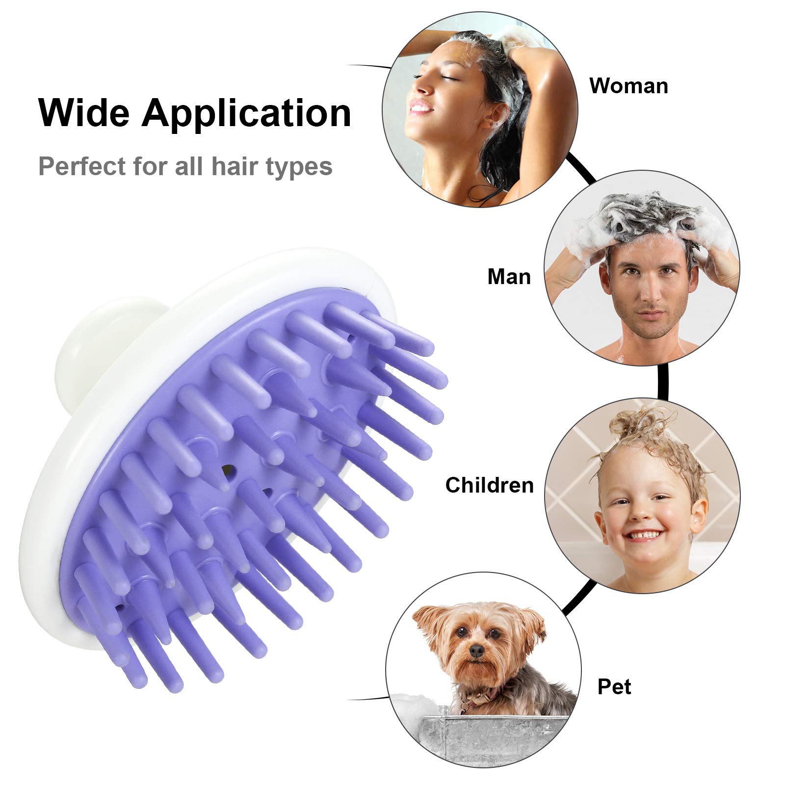 EXCLUZO Shampoo Brush - Scalp Massager & Hair Washing Comb for Body, Pets & Shower - Gentle Bath Brush for Relaxing Head Massage & Deep Cleaning (Great for Home, Spa & Pet Grooming)