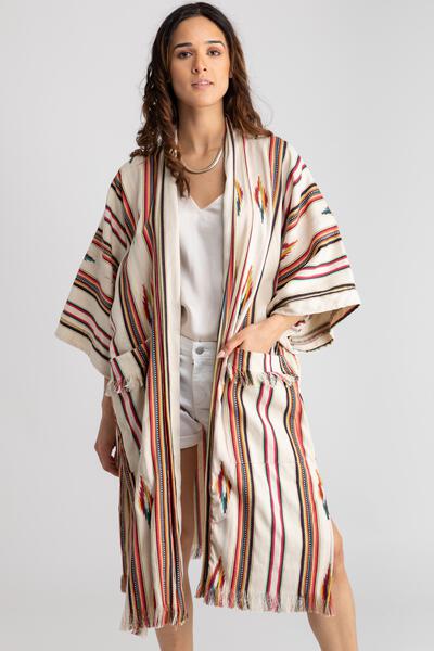 Stylish Ikat Striped Jacket for Women - Lightweight Spring/Summer Cover-Up - Perfect for Beach, Vacation & Casual Outings