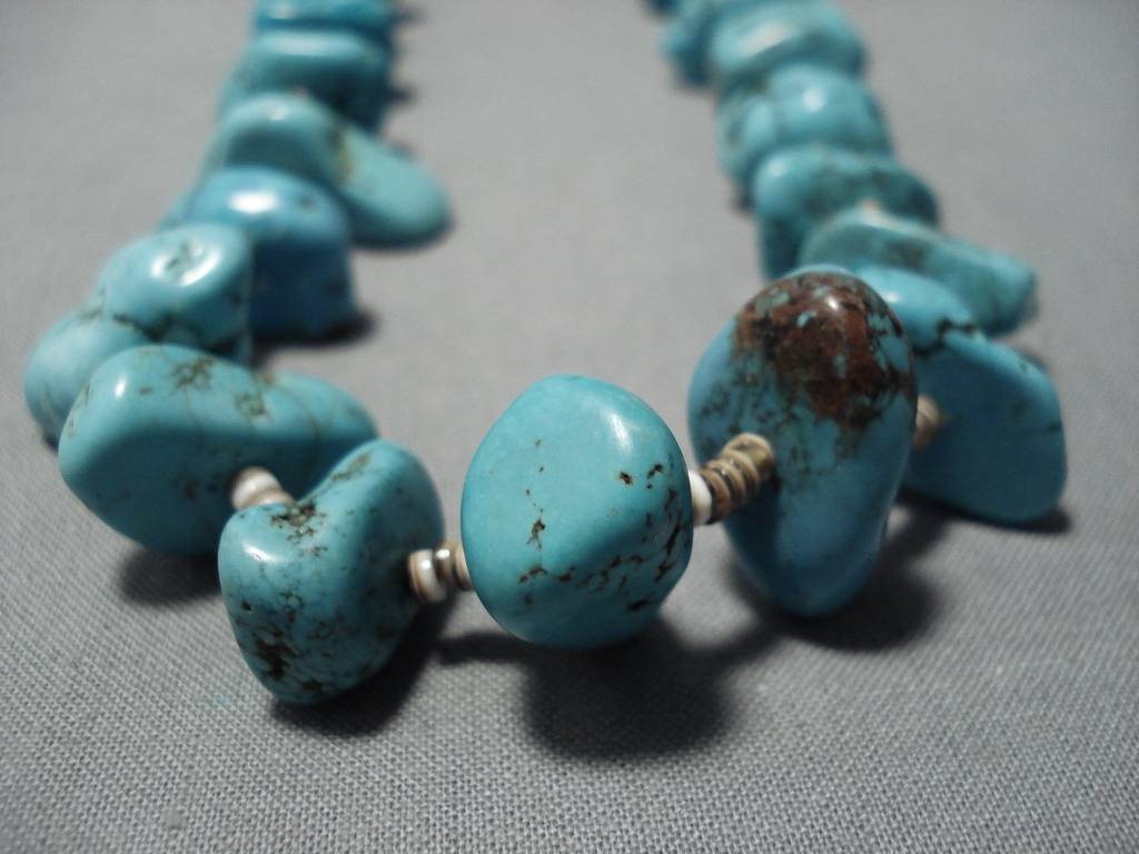 118 Grams Vintage Navajo Turquoise Nugget Hishi Native American Necklace - Authentic Handmade Jewelry for Women, Boho Chic Accessory, Perfect for Festivals & Special Occasions