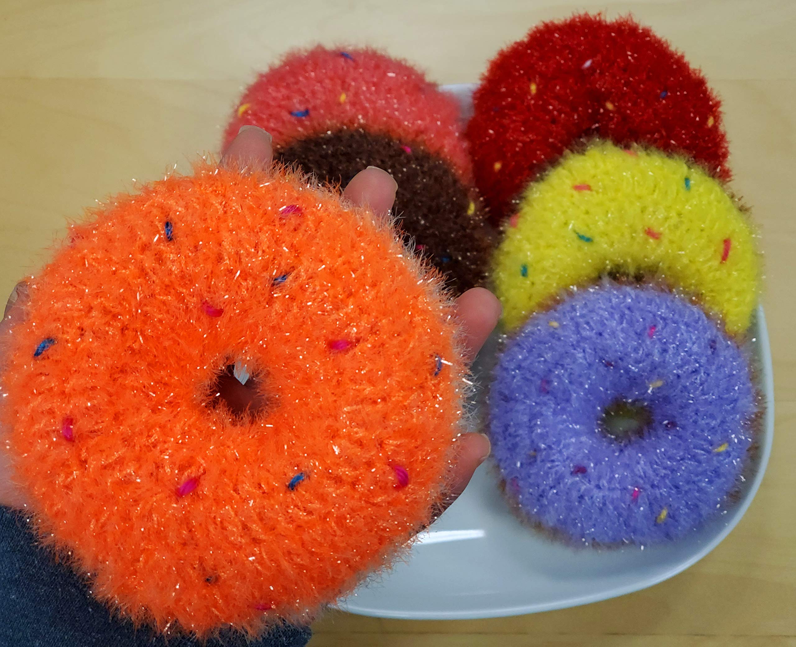 Handmade Crochet Dish Scrubber Set - 3 Donut Design Eco-Friendly Kitchen Sponges for Washing Dishes, Pots & Pans - Perfect for Home, RV, and Camping Use