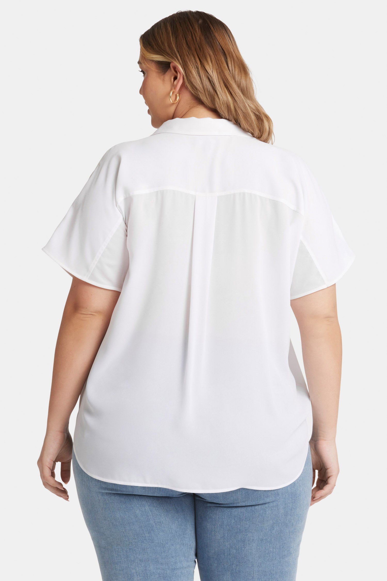 Becky Plus Size Short Sleeve Blouse in Optic White - Perfect for Office Wear & Casual Outfits