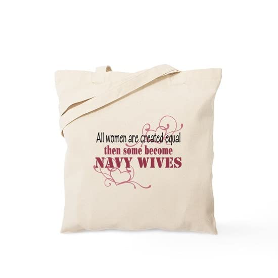 Navy Wives Created Equal Tote Bag - Natural Canvas Reusable Shopping Bag for Military Spouses | Perfect for Groceries, Beach Trips & Everyday Use