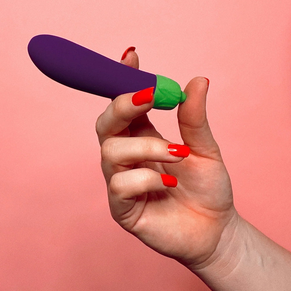 Emojibator Eggplant Emoji Mini Vibrator - Soft Silicone Personal Massager for Women, Discreet & Waterproof - Perfect for Travel, Couples Play & Solo Pleasure
