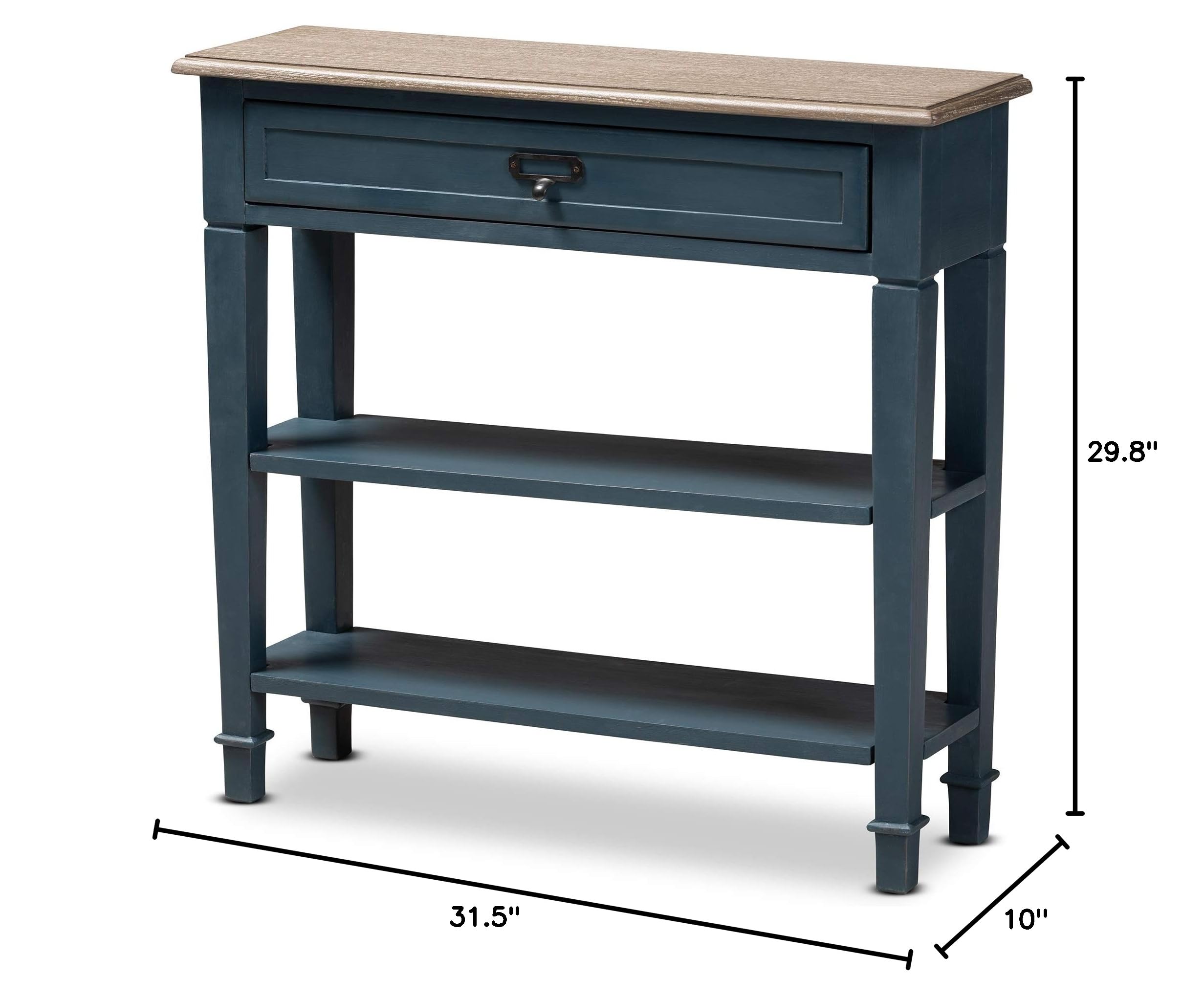 Baxton Studio Modern Console Table - Blue & Oak Finish - Entryway Sofa Table for Hallway, Living Room, or Bedroom Decor